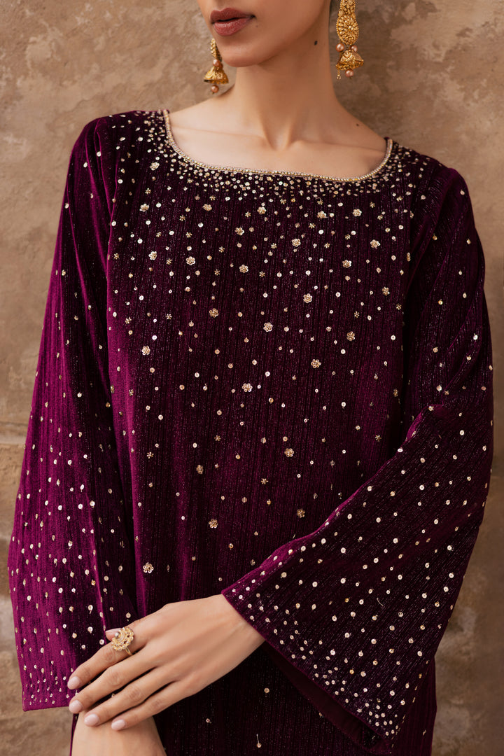  Rosa 2Pc - Velvet Formal Dress BATIKstudio  BATIK   S / Maroon / Velvet-M / Maroon / Velvet-L / Maroon / Velvet