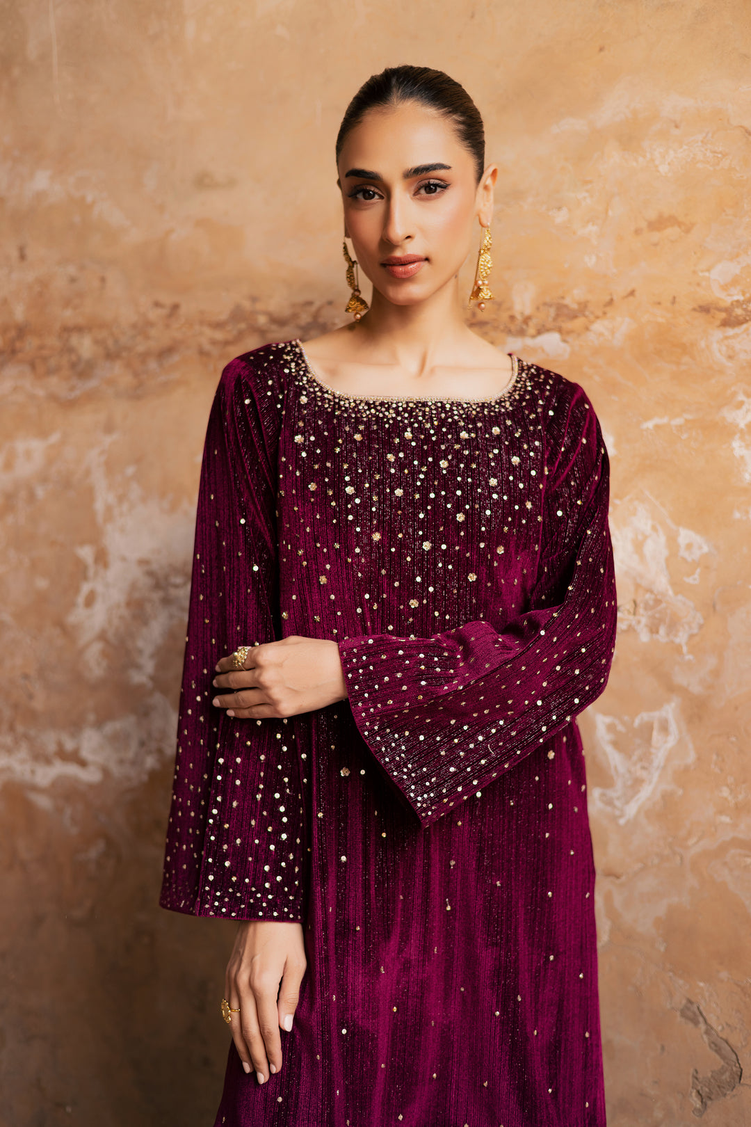  Rosa 2Pc - Velvet Formal Dress BATIKstudio  BATIK   S / Maroon / Velvet-M / Maroon / Velvet-L / Maroon / Velvet