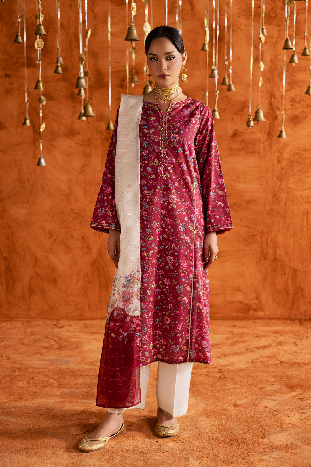  Roseshell 3Pc - Printed Lawn Dress BATIKEID2026  BATIK   XS / Red / Lawn-S / Red / Lawn-M / Red / Lawn-L / Red / Lawn-XL / Red / Lawn