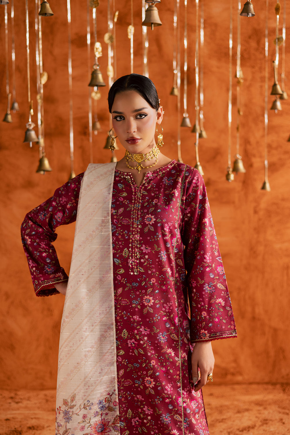  Roseshell 3Pc - Printed Lawn Dress BATIKEID2026  BATIK   XS / Red / Lawn-S / Red / Lawn-M / Red / Lawn-L / Red / Lawn-XL / Red / Lawn