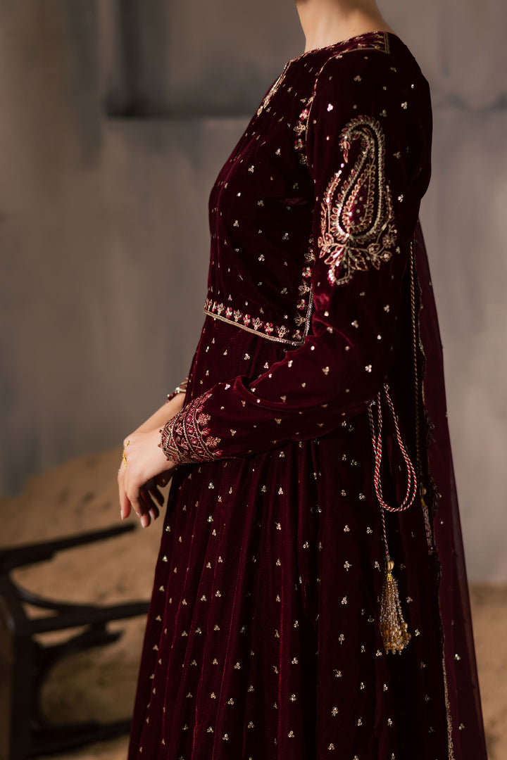  Rubellite 3Pc - Velvet Luxe Pret BATIKLuxePRET2025  BATIK   XS / Maroon / Velvet-S / Maroon / Velvet-M / Maroon / Velvet-L / Maroon / Velvet-XL / Maroon / Velvet