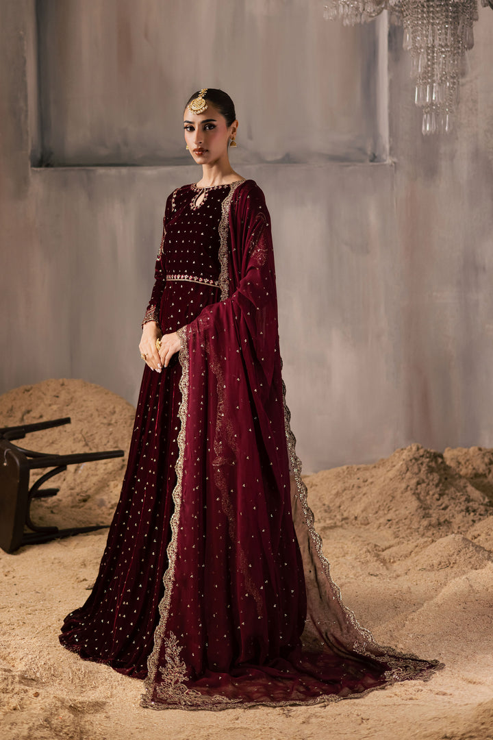  Rubellite 3Pc - Velvet Luxe Pret BATIKLuxePRET2025  BATIK   XS / Maroon / Velvet-S / Maroon / Velvet-M / Maroon / Velvet-L / Maroon / Velvet-XL / Maroon / Velvet