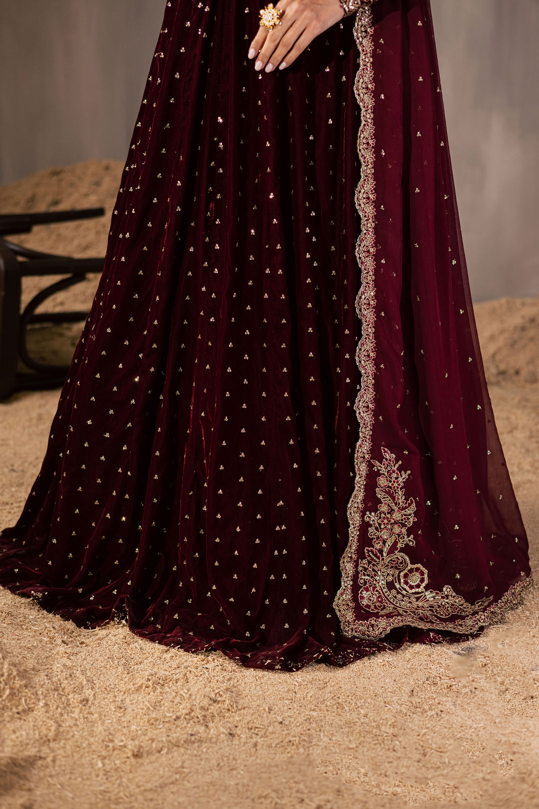  Rubellite 3Pc - Velvet Luxe Pret BATIKLuxePRET2025  BATIK   XS / Maroon / Velvet-S / Maroon / Velvet-M / Maroon / Velvet-L / Maroon / Velvet-XL / Maroon / Velvet