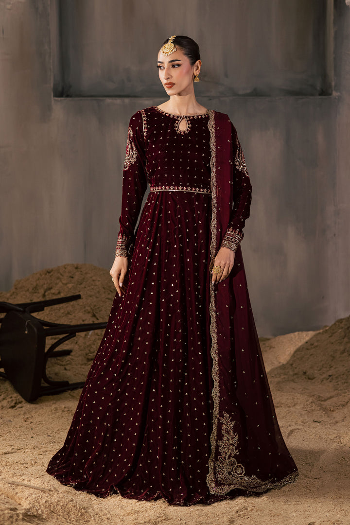  Rubellite 3Pc - Velvet Luxe Pret BATIKLuxePRET2025  BATIK   XS / Maroon / Velvet-S / Maroon / Velvet-M / Maroon / Velvet-L / Maroon / Velvet-XL / Maroon / Velvet