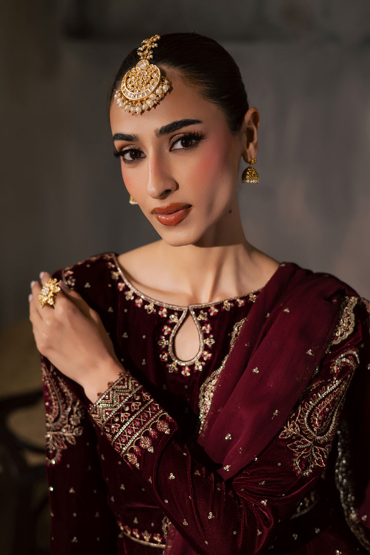  Rubellite 3Pc - Velvet Luxe Pret BATIKLuxePRET2025  BATIK   XS / Maroon / Velvet-S / Maroon / Velvet-M / Maroon / Velvet-L / Maroon / Velvet-XL / Maroon / Velvet