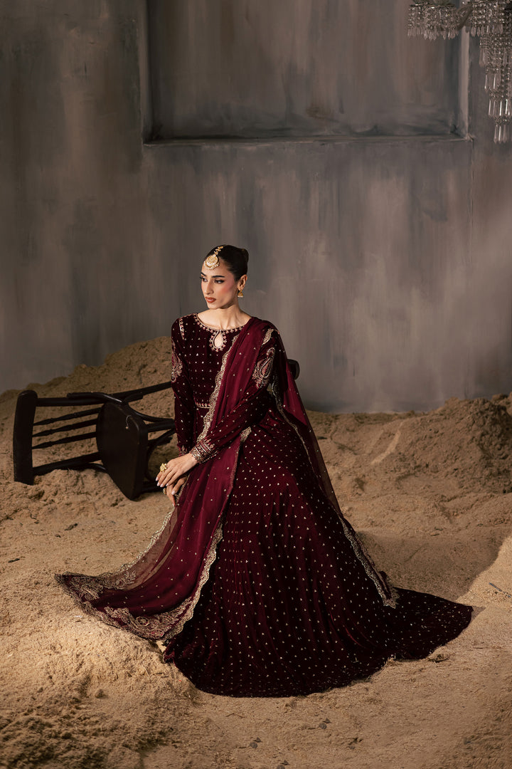  Rubellite 3Pc - Velvet Luxe Pret BATIKLuxePRET2025  BATIK   XS / Maroon / Velvet-S / Maroon / Velvet-M / Maroon / Velvet-L / Maroon / Velvet-XL / Maroon / Velvet