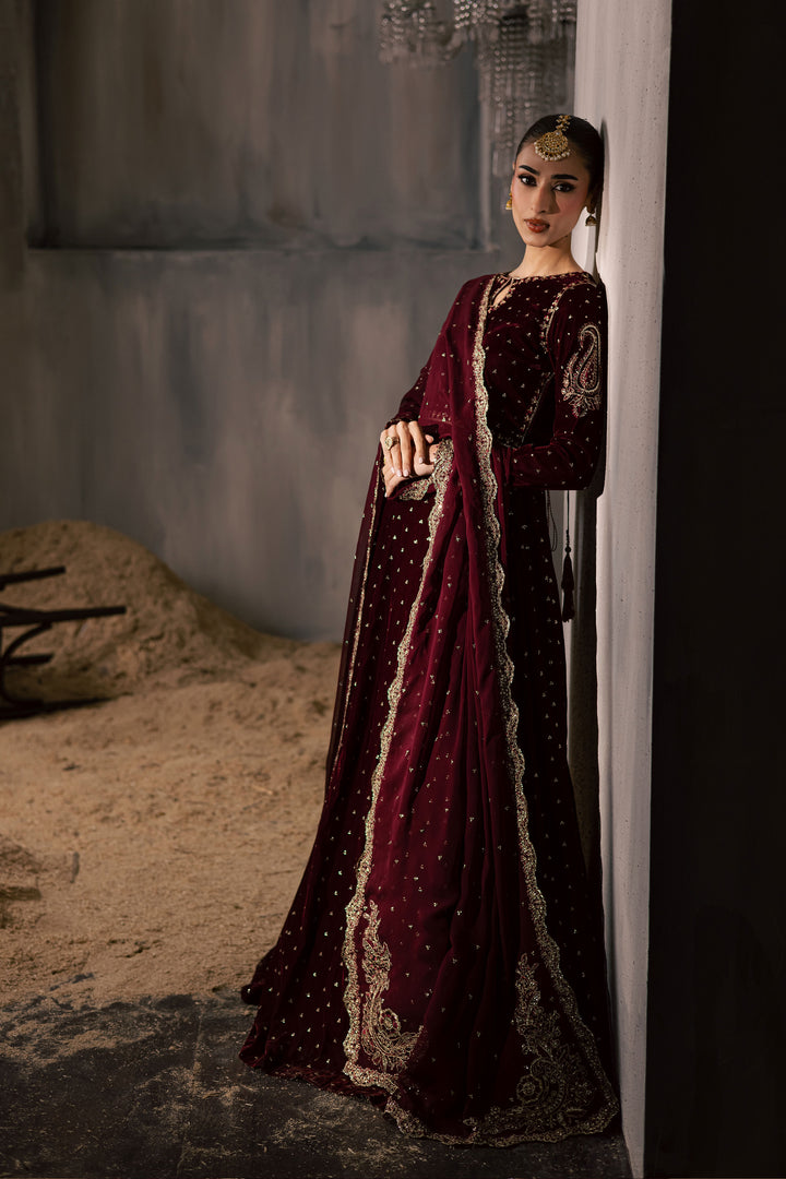  Rubellite 3Pc - Velvet Luxe Pret BATIKLuxePRET2025  BATIK   XS / Maroon / Velvet-S / Maroon / Velvet-M / Maroon / Velvet-L / Maroon / Velvet-XL / Maroon / Velvet