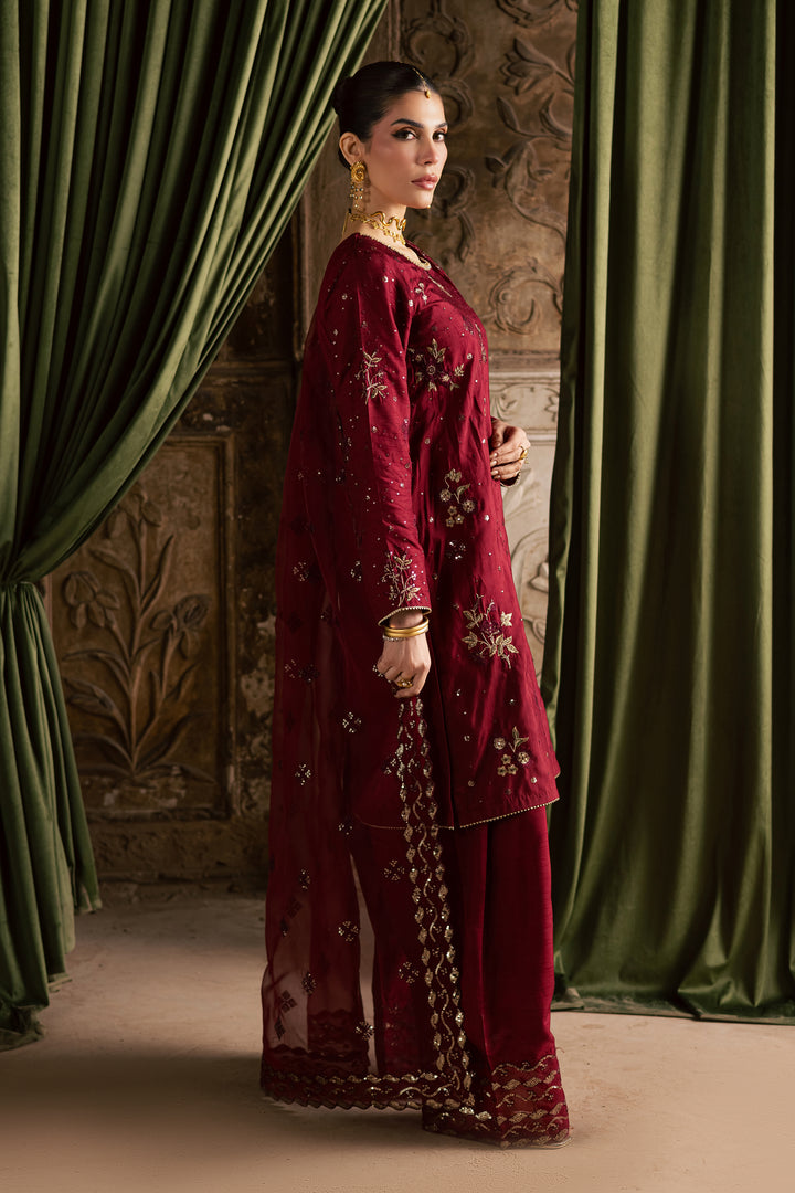  Ruby Amber 3Pc - Festive Luxe Pret BATIKSTUDIO2025  BATIK   S / Maroon / Raw Silk-M / Maroon / Raw Silk-L / Maroon / Raw Silk