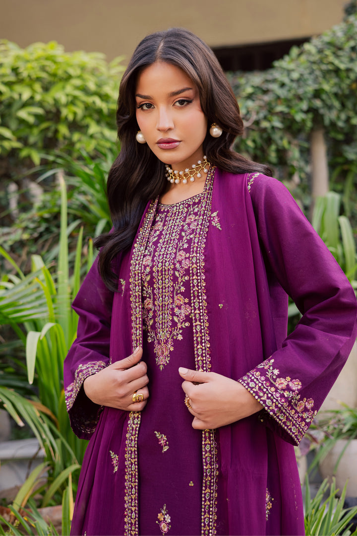  Ruby Rosa 3Pc - Embroidered Khaddar Dress BATIK WINTER PRET 2025  BATIK   XS / Dark Purple / Khaddar-S / Dark Purple / Khaddar-M / Dark Purple / Khaddar-L / Dark Purple / Khaddar-XL / Dark Purple / Khaddar
