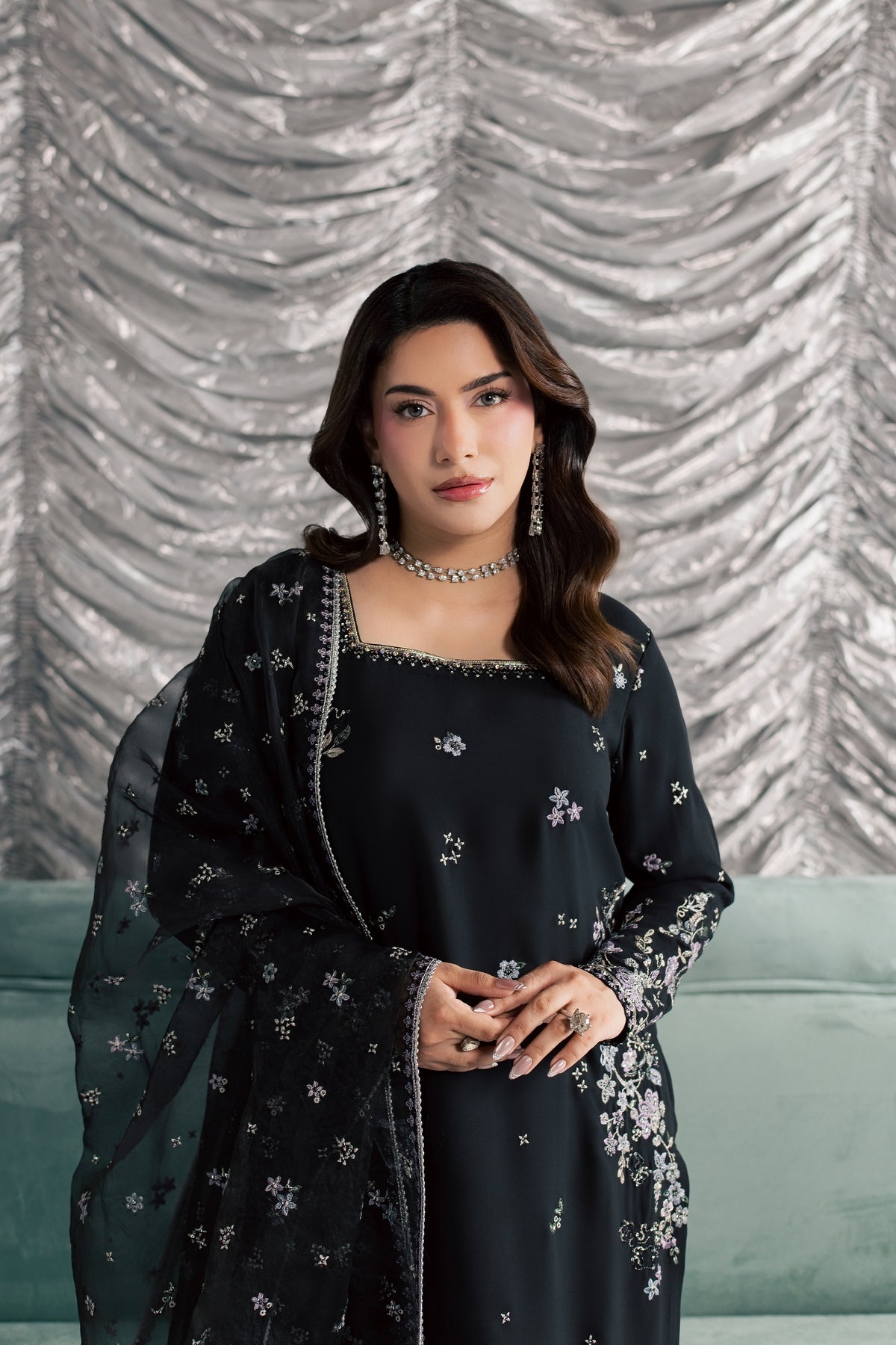Ruhya 3Pc - Festive Luxe Pret STUDIOLUXEAUG26  BATIK   S / Black / Georgette