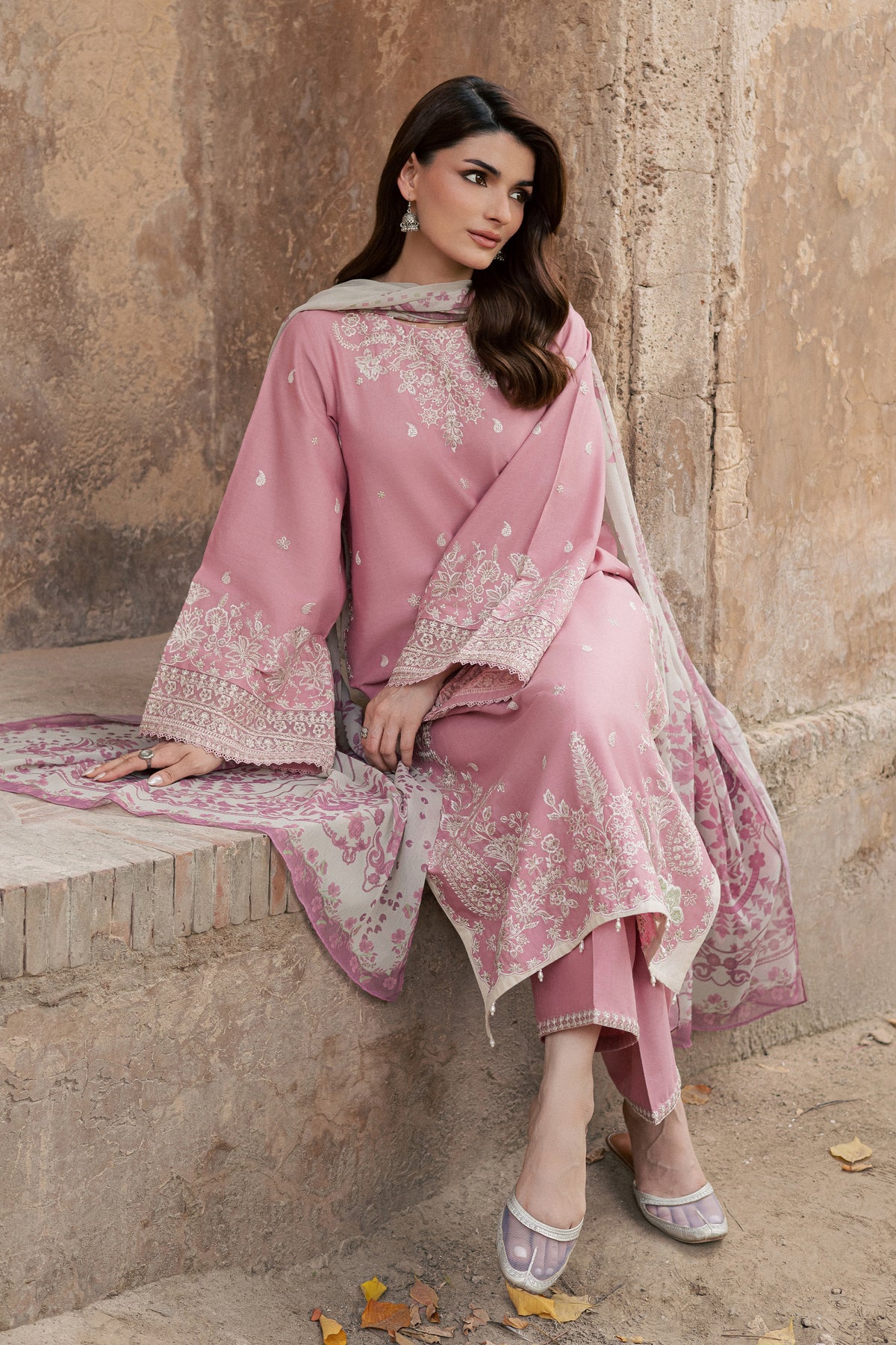 Rupert 3Pc - Embroidered Khaddar Pret PRETKHADDAR2026  BATIK   XS / Fox Glove / Khaddar