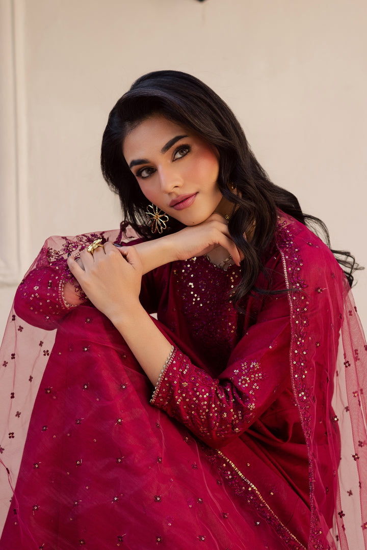  Rushan 3Pc - Embroidered Karandi Dress BATIK WINTER PRET 2025  BATIK   XS / Fuschia Pink / Karandi-S / Fuschia Pink / Karandi-M / Fuschia Pink / Karandi-L / Fuschia Pink / Karandi-XL / Fuschia Pink / Karandi