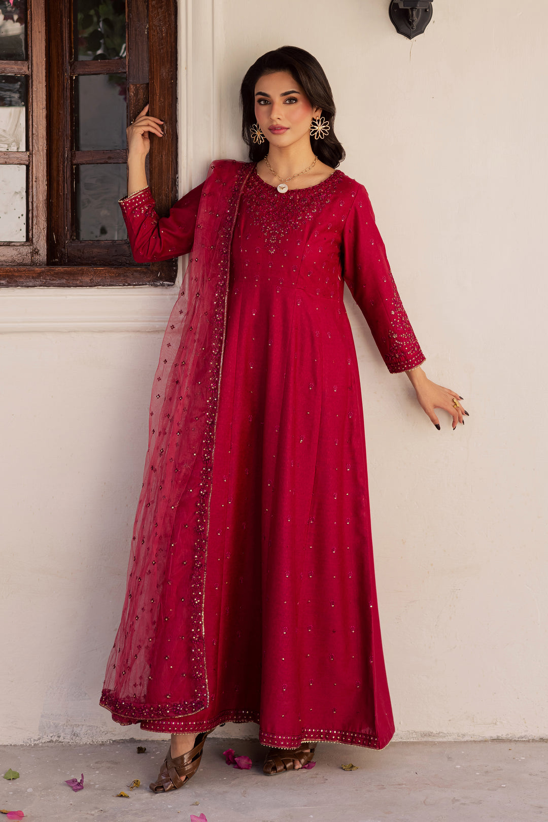  Rushan 3Pc - Embroidered Karandi Dress BATIK WINTER PRET 2025  BATIK   XS / Fuschia Pink / Karandi-S / Fuschia Pink / Karandi-M / Fuschia Pink / Karandi-L / Fuschia Pink / Karandi-XL / Fuschia Pink / Karandi
