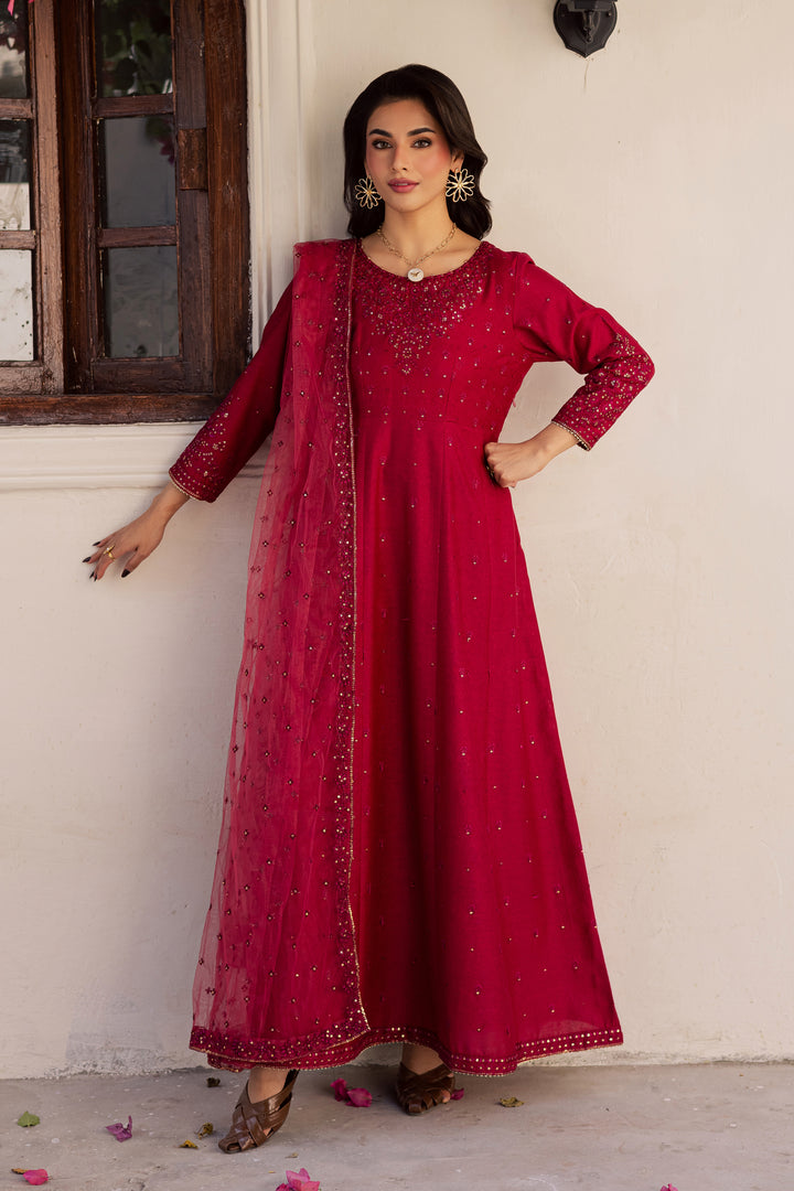  Rushan 3Pc - Embroidered Karandi Dress BATIK WINTER PRET 2025  BATIK   XS / Fuschia Pink / Karandi-S / Fuschia Pink / Karandi-M / Fuschia Pink / Karandi-L / Fuschia Pink / Karandi-XL / Fuschia Pink / Karandi
