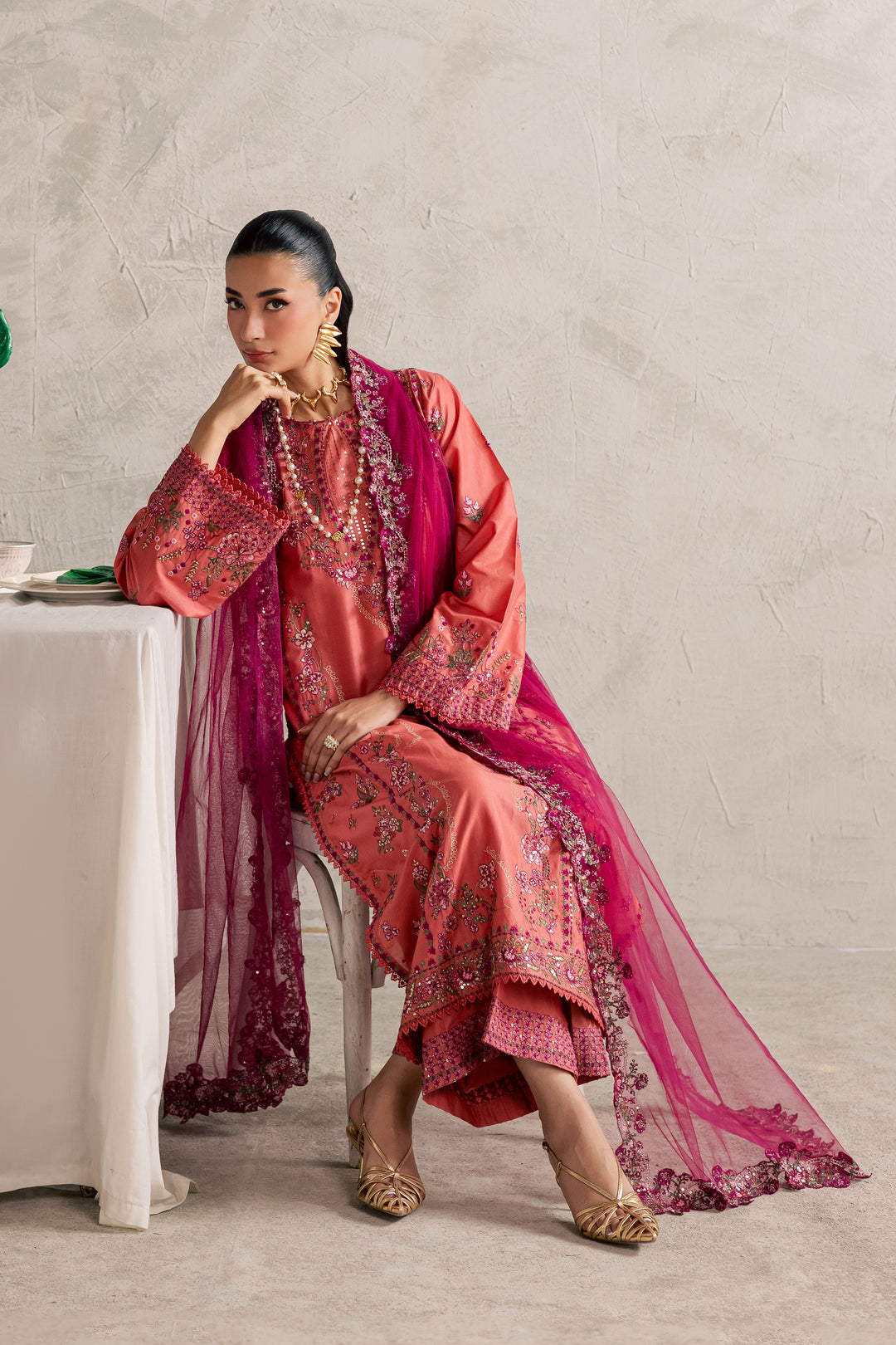  Rust Nazneen 3Pc - Festive Embroidered Lawn BATIKEID2026  BATIK   XS / Mineral Red / Pima Lawn-S / Mineral Red / Pima Lawn-M / Mineral Red / Pima Lawn-L / Mineral Red / Pima Lawn-XL / Mineral Red / Pima Lawn