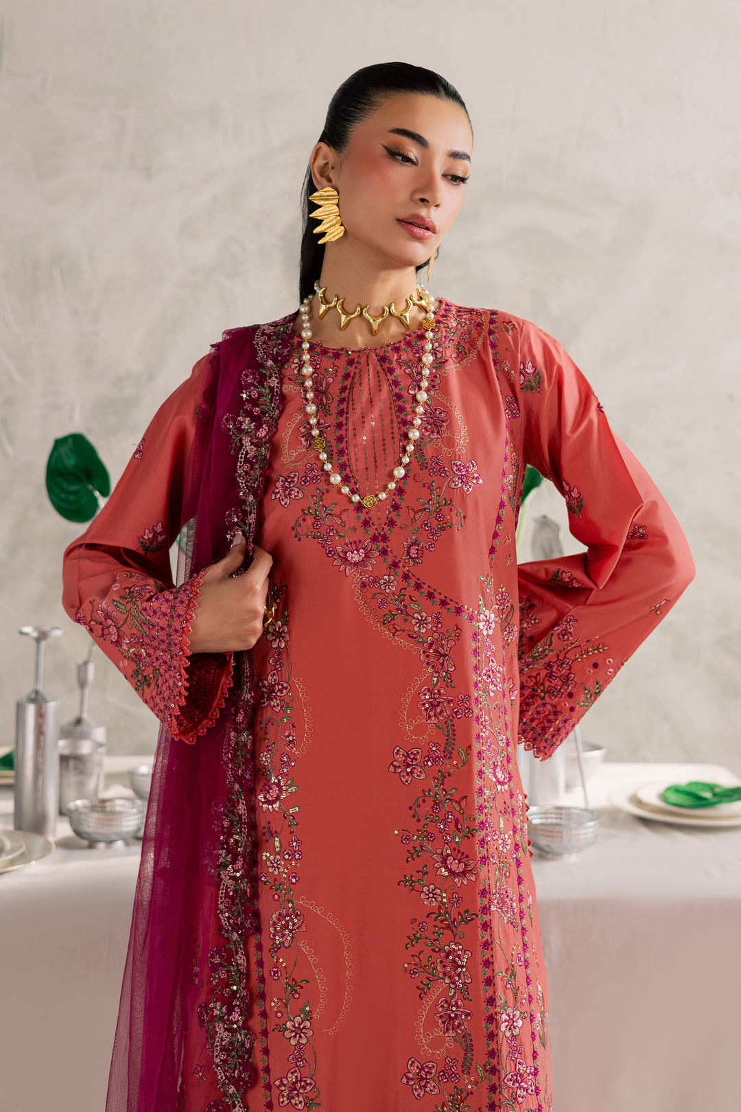  Rust Nazneen 3Pc - Festive Embroidered Lawn BATIKEID2026  BATIK   XS / Mineral Red / Pima Lawn-S / Mineral Red / Pima Lawn-M / Mineral Red / Pima Lawn-L / Mineral Red / Pima Lawn-XL / Mineral Red / Pima Lawn