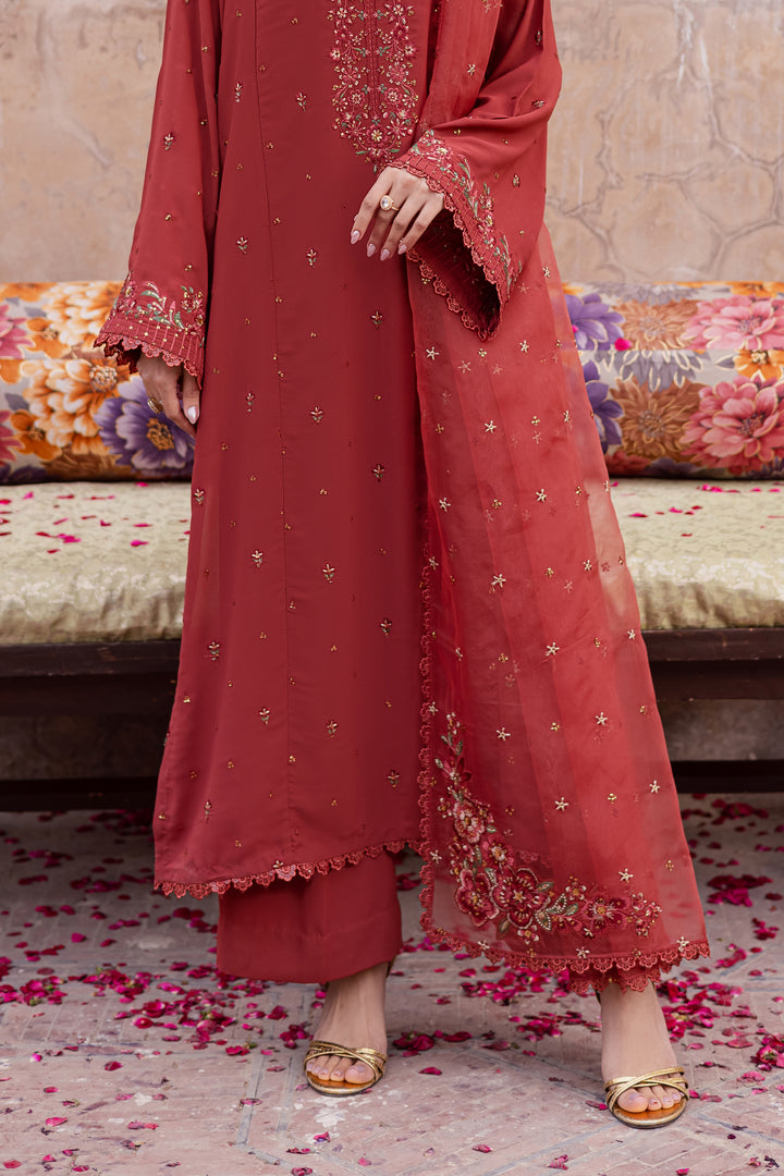  Rusty Iris 3pc - Festive Luxe Pret BATIKSTUDIO2025  BATIK   S / Rust / Georgette-M / Rust / Georgette-L / Rust / Georgette