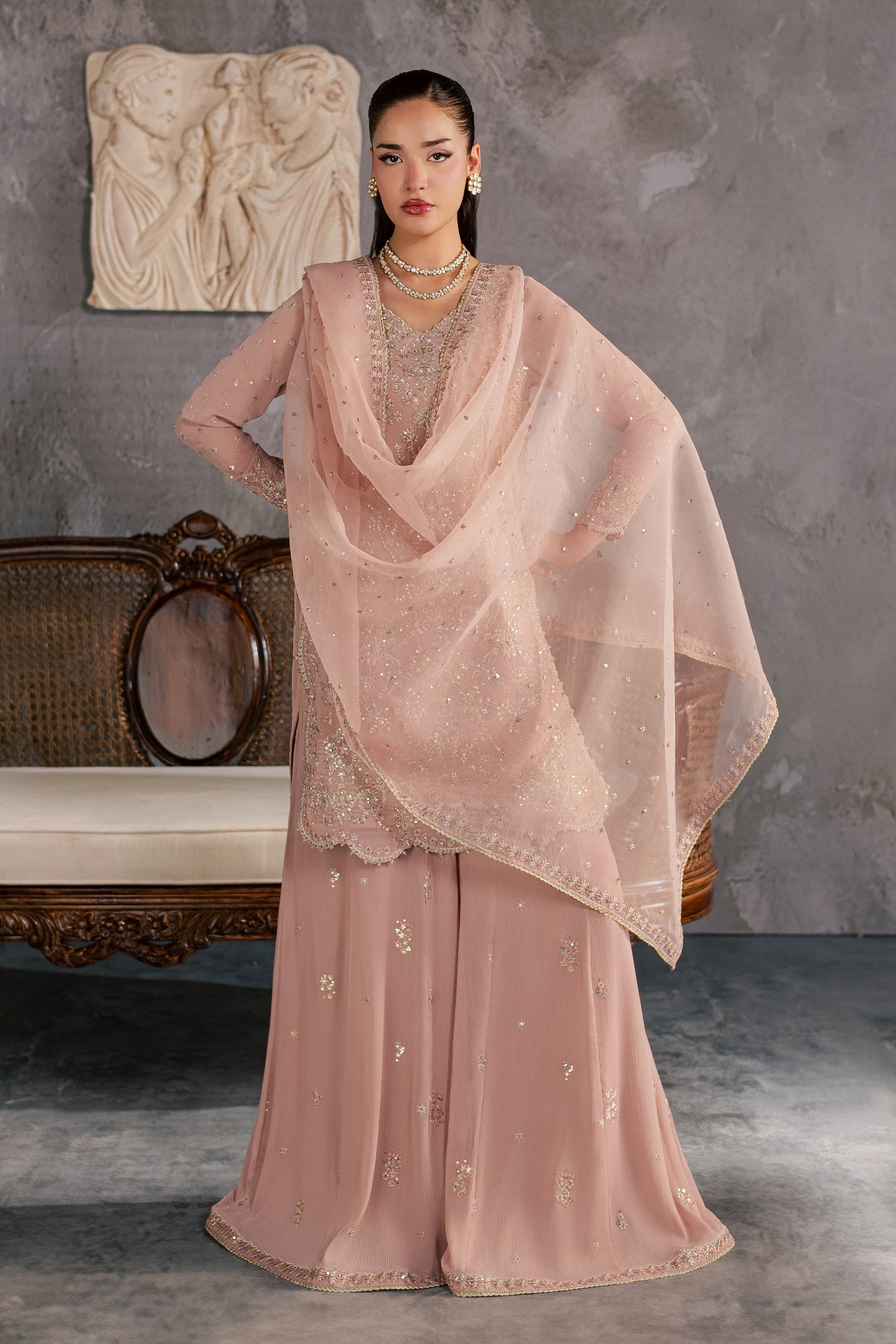  Ruva 3Pc - Festive Luxe Pret BATIKSTUDIO2026  BATIK   S / Tea Pink / Crinkle-M / Tea Pink / Crinkle-L / Tea Pink / Crinkle