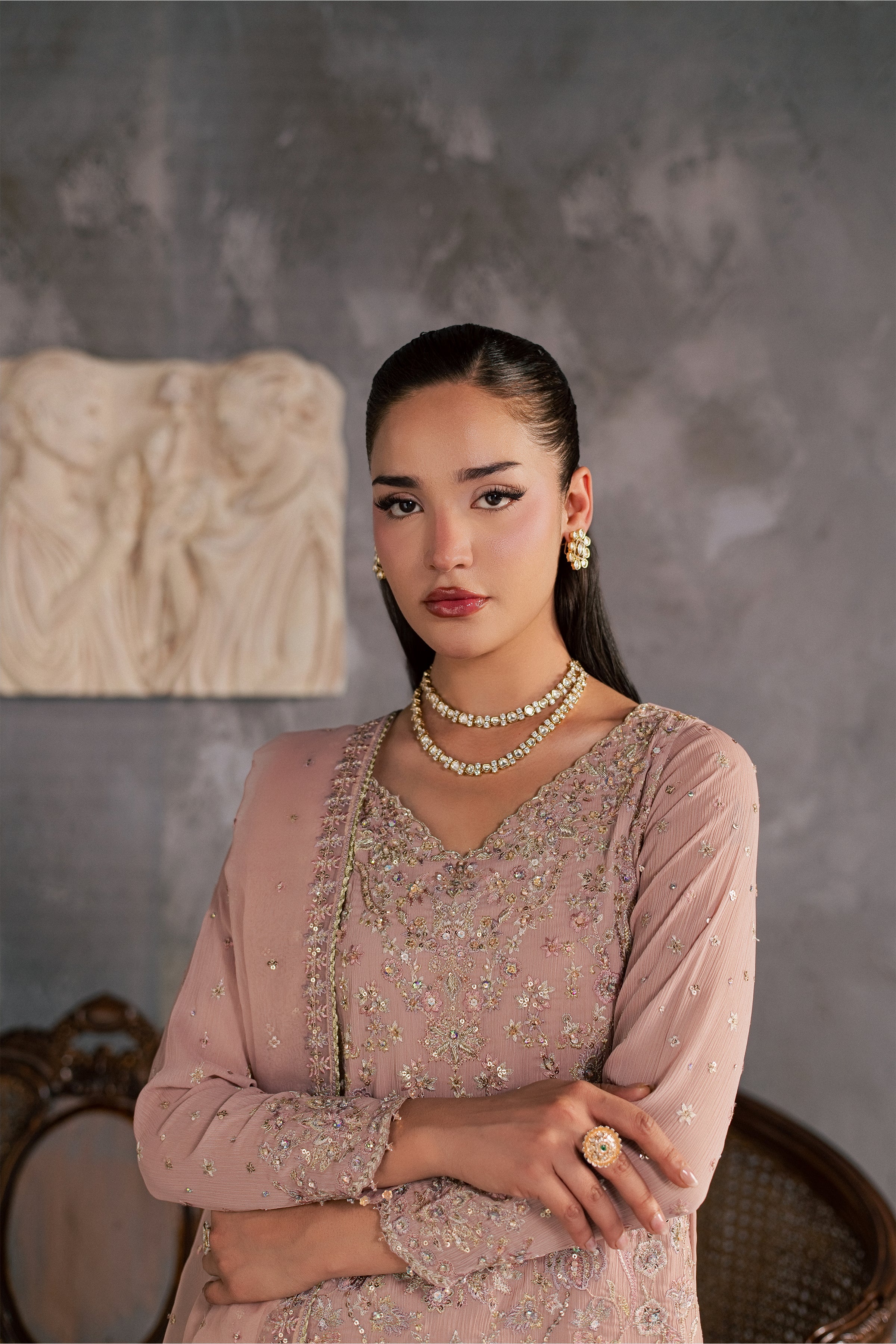  Ruva 3Pc - Festive Luxe Pret BATIKSTUDIO2026  BATIK   S / Tea Pink / Crinkle-M / Tea Pink / Crinkle-L / Tea Pink / Crinkle
