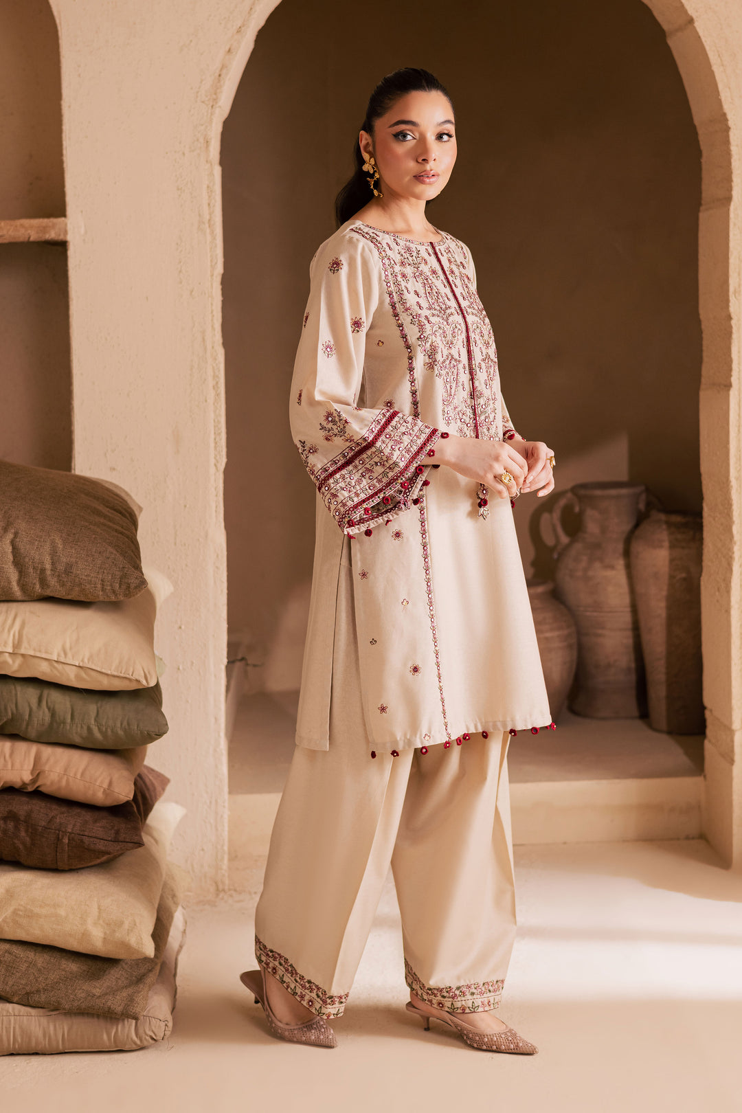  Safa 2Pc - Embroidered Khaddar Dress BATIK WINTER PRET 2025  BATIK   XS / Offwhite / Khaddar-S / Offwhite / Khaddar-M / Offwhite / Khaddar-L / Offwhite / Khaddar-XL / Offwhite / Khaddar