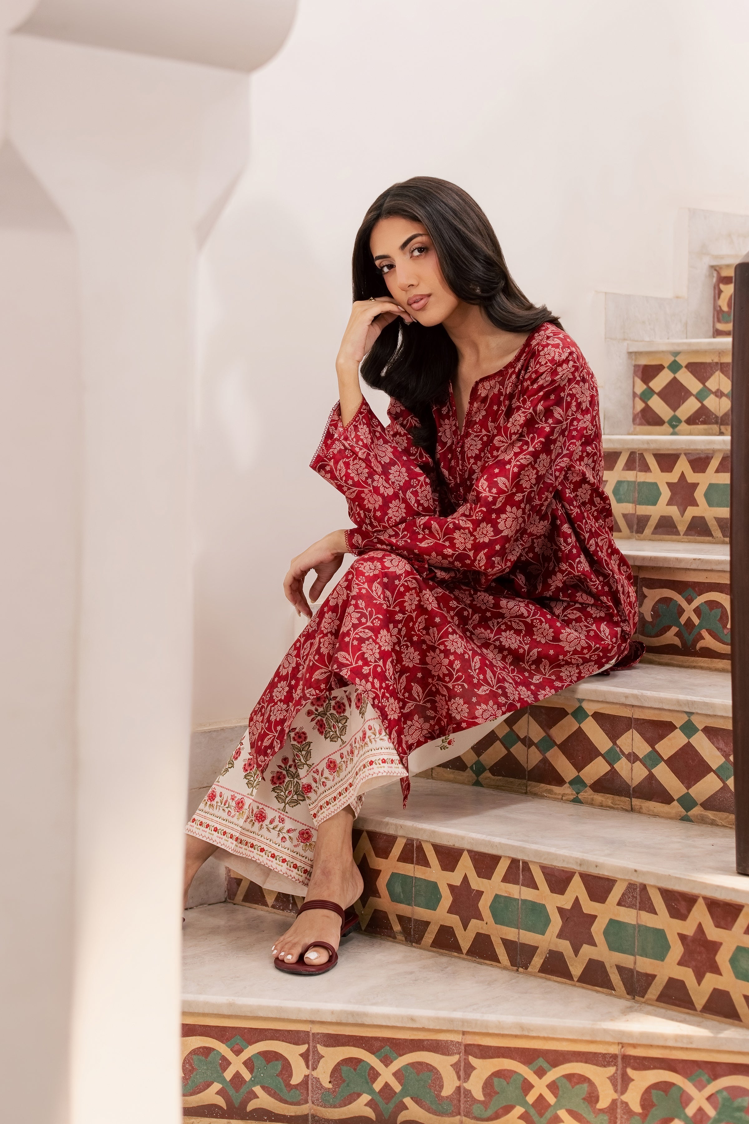  Scooby 2Pc - Printed Lawn Dress BATIKSS26  BATIK   XS / Red / Lawn-S / Red / Lawn-M / Red / Lawn-L / Red / Lawn-XL / Red / Lawn