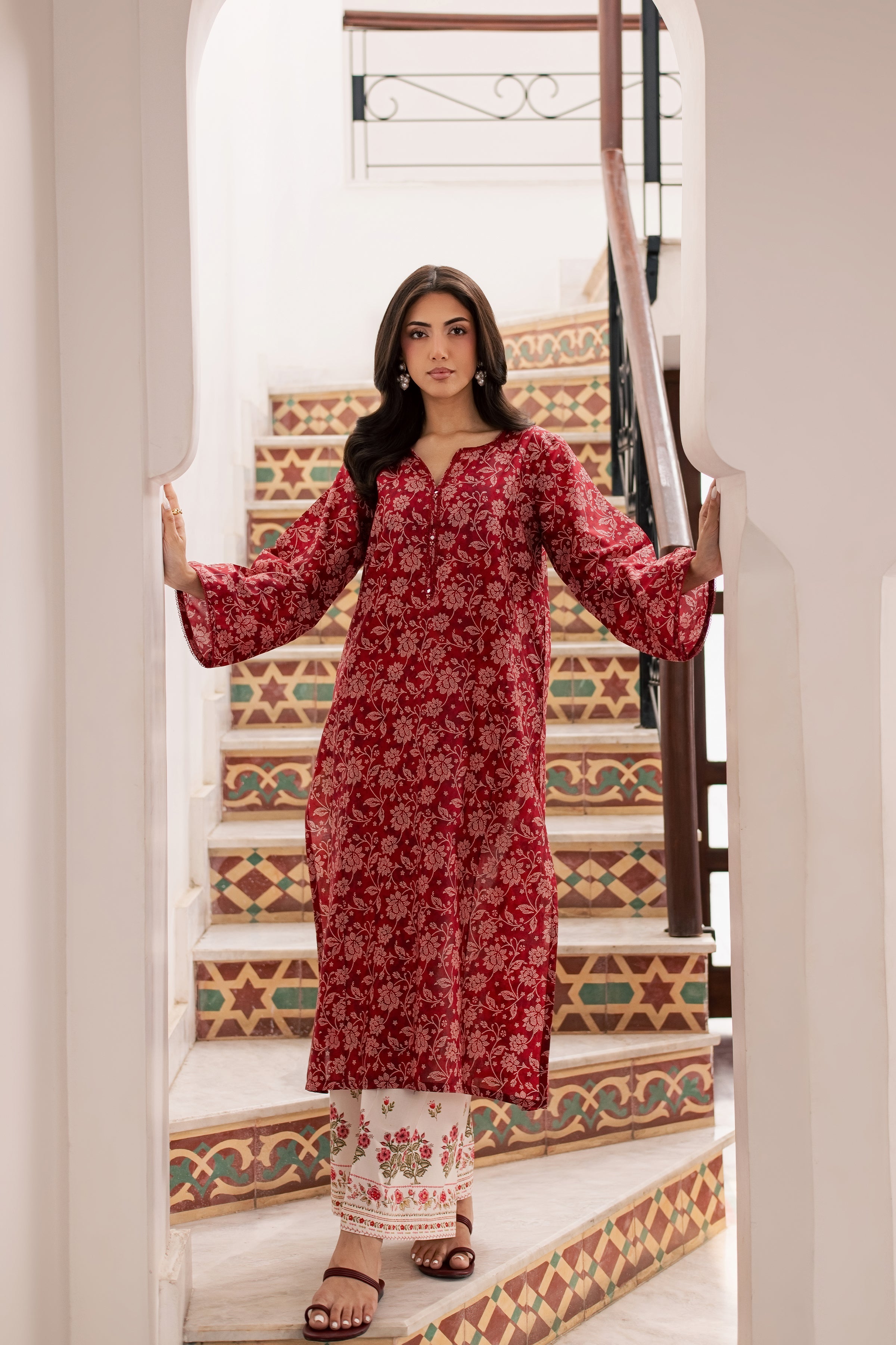  Scooby 2Pc - Printed Lawn Dress BATIKSS26  BATIK   XS / Red / Lawn-S / Red / Lawn-M / Red / Lawn-L / Red / Lawn-XL / Red / Lawn