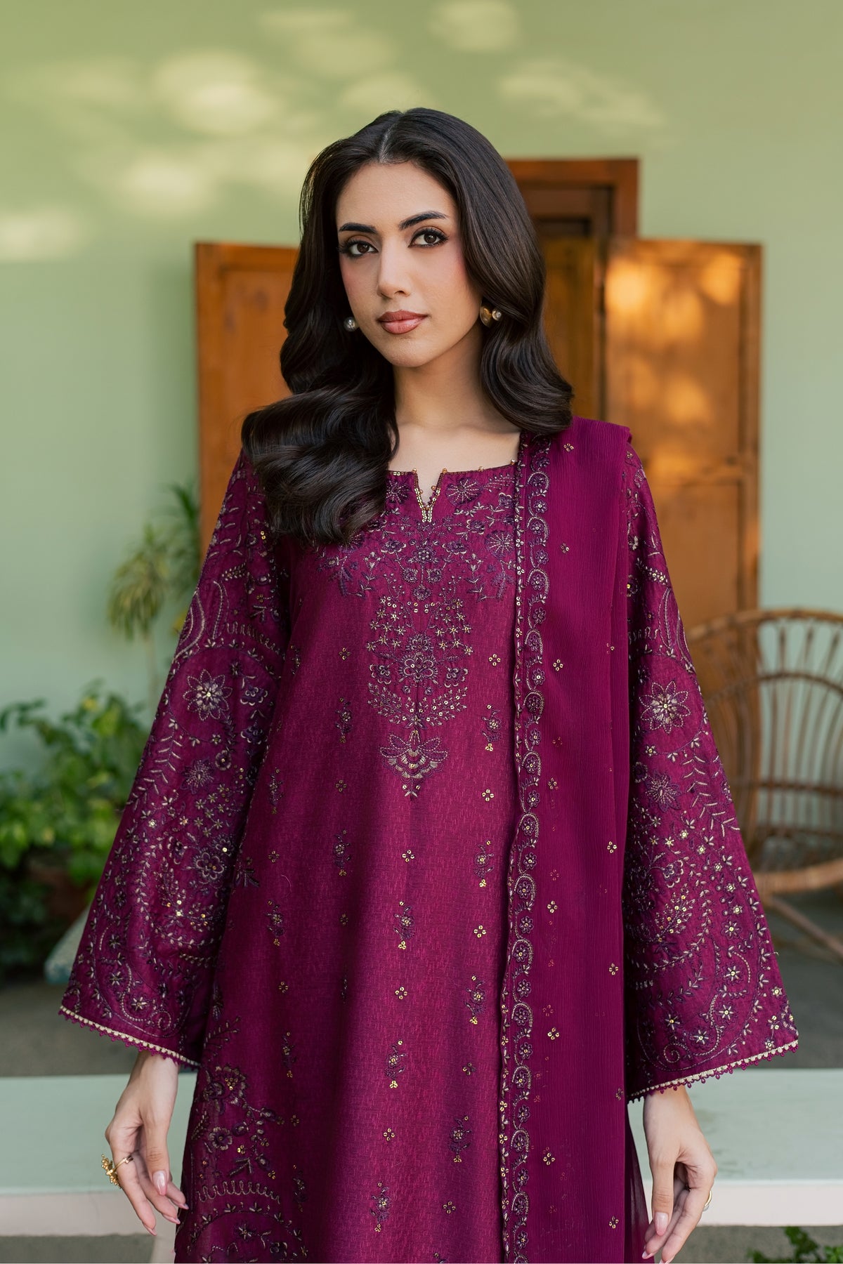 Scotland 3Pc - Embroidered Karandi Pret PRETKARANDI2026  BATIK   XS / Old Mauve / Karandi