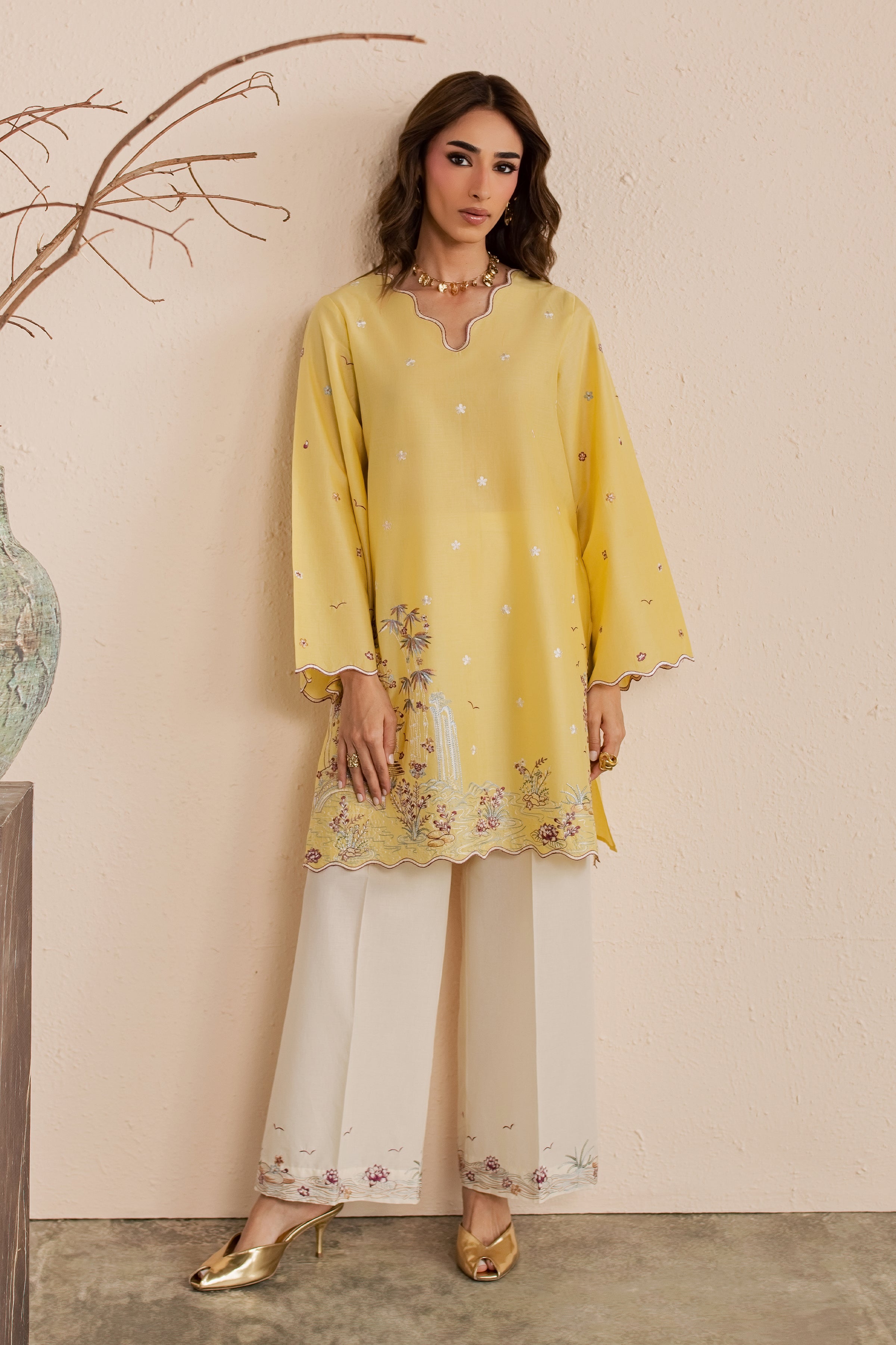  Second Spring 2Pc - Embroidered Lawn Dress EverydayEdit26  BATIK   XS / Ochre / Pima Lawn-S / Ochre / Pima Lawn-M / Ochre / Pima Lawn-L / Ochre / Pima Lawn-XL / Ochre / Pima Lawn