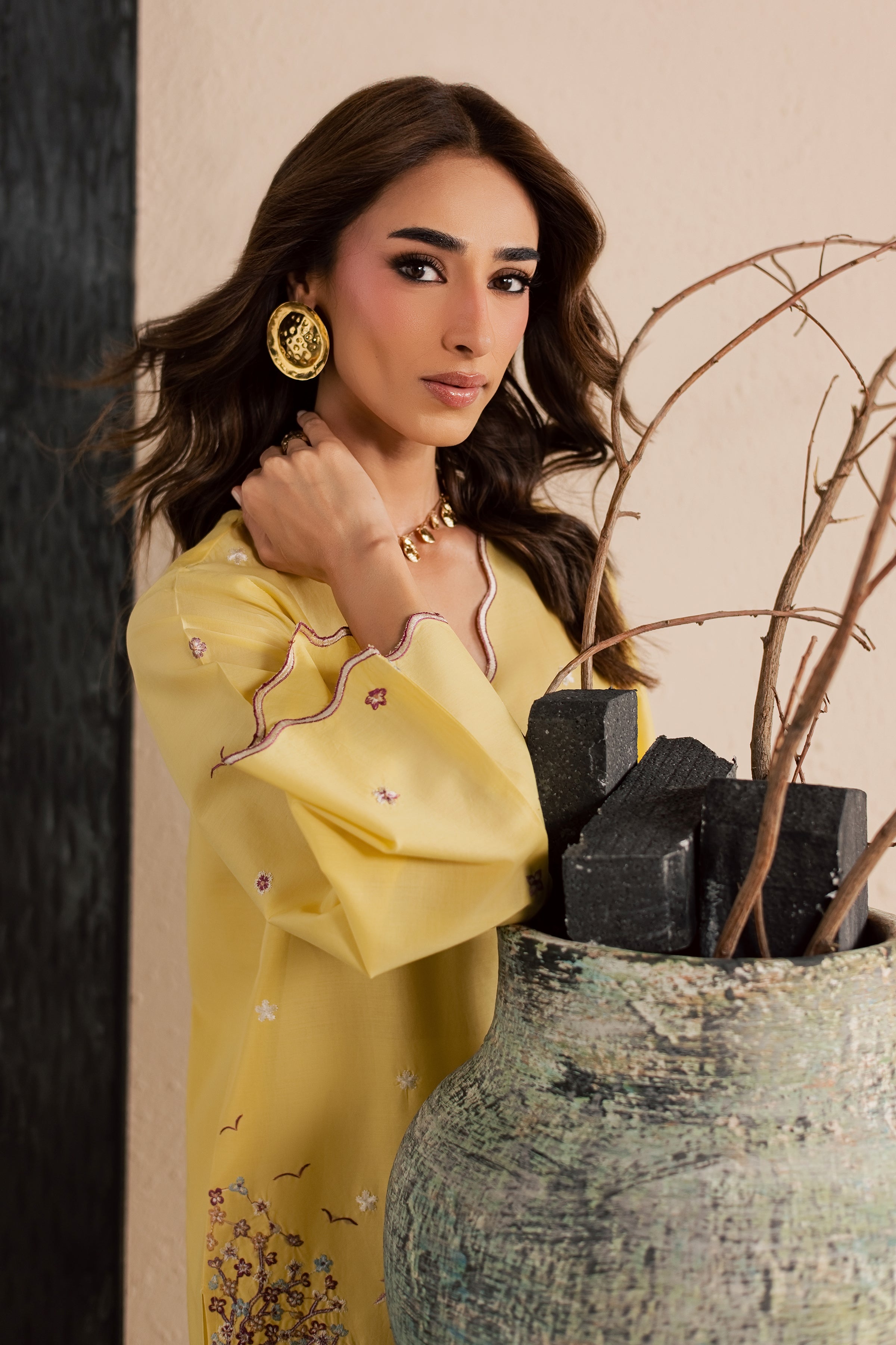  Second Spring 2Pc - Embroidered Lawn Dress EverydayEdit26  BATIK   XS / Ochre / Pima Lawn-S / Ochre / Pima Lawn-M / Ochre / Pima Lawn-L / Ochre / Pima Lawn-XL / Ochre / Pima Lawn