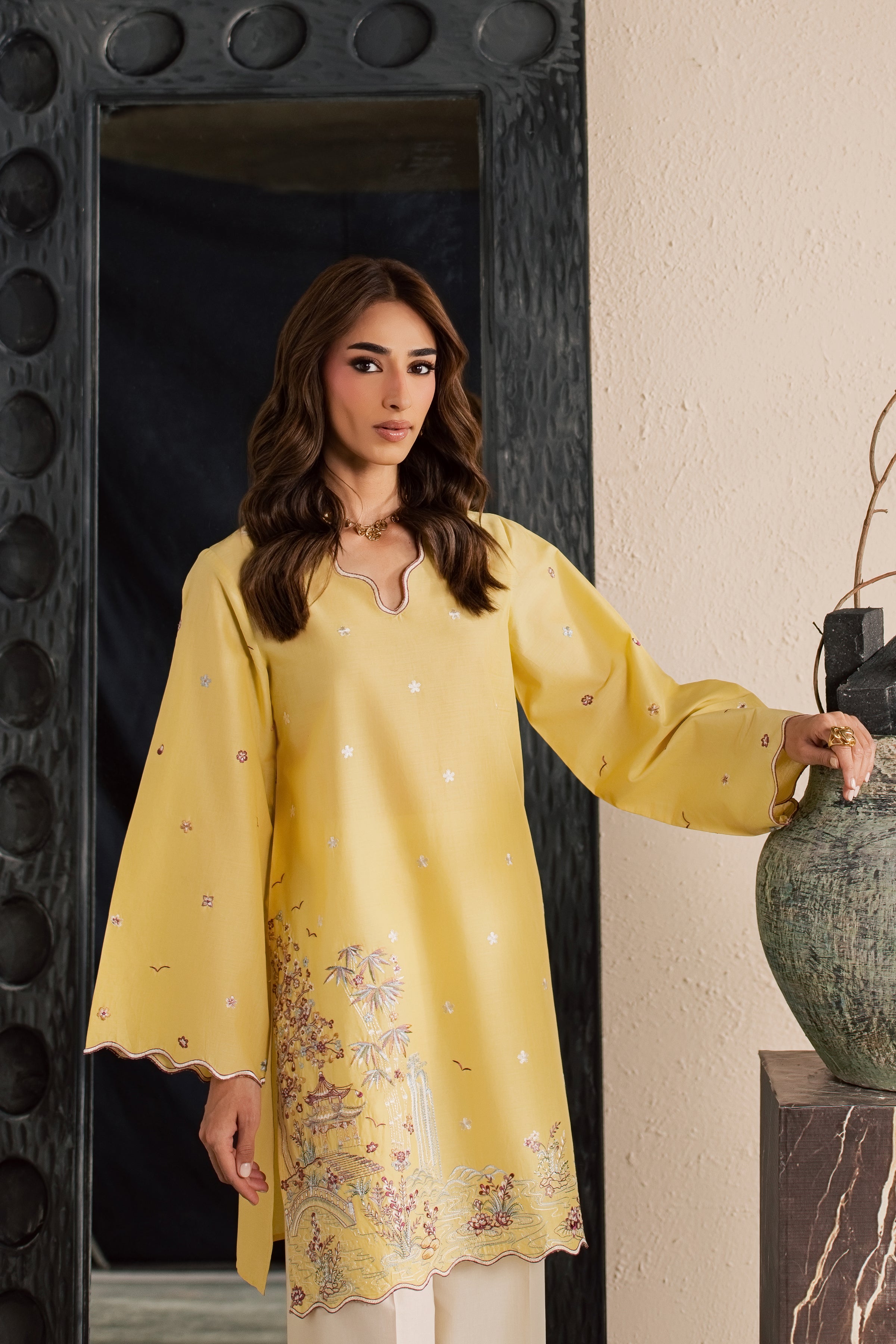  Second Spring 2Pc - Embroidered Lawn Dress EverydayEdit26  BATIK   XS / Ochre / Pima Lawn-S / Ochre / Pima Lawn-M / Ochre / Pima Lawn-L / Ochre / Pima Lawn-XL / Ochre / Pima Lawn