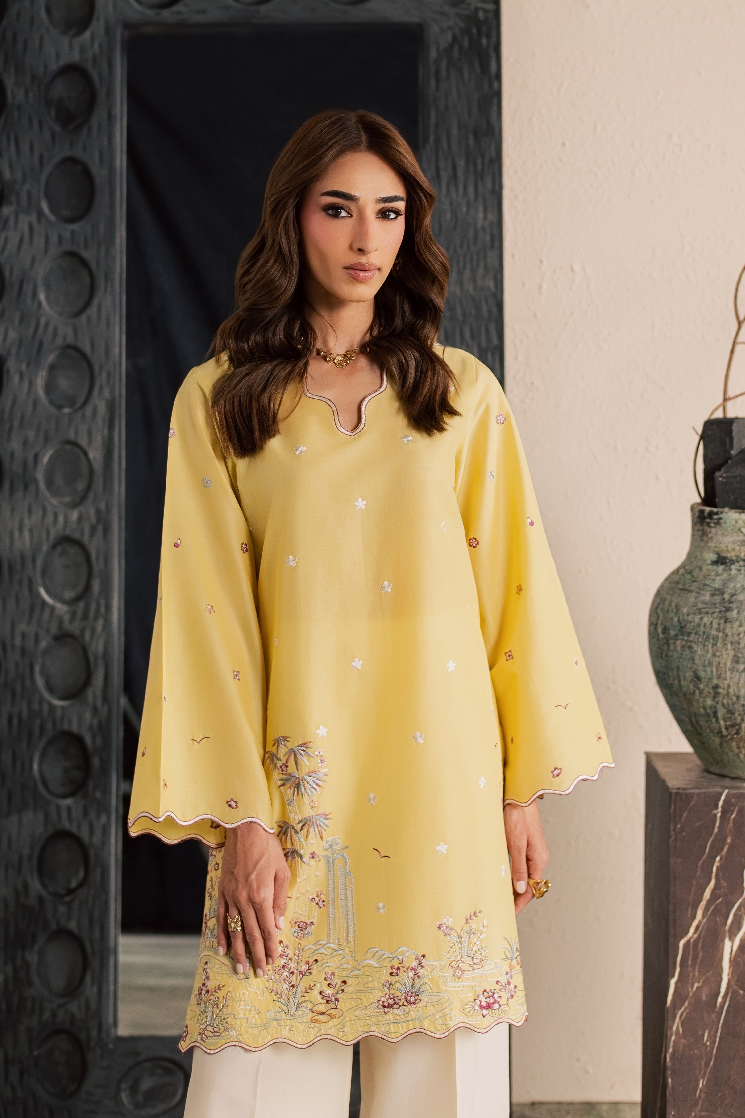  Second Spring 2Pc - Embroidered Lawn Dress EverydayEdit26  BATIK   XS / Ochre / Pima Lawn-S / Ochre / Pima Lawn-M / Ochre / Pima Lawn-L / Ochre / Pima Lawn-XL / Ochre / Pima Lawn