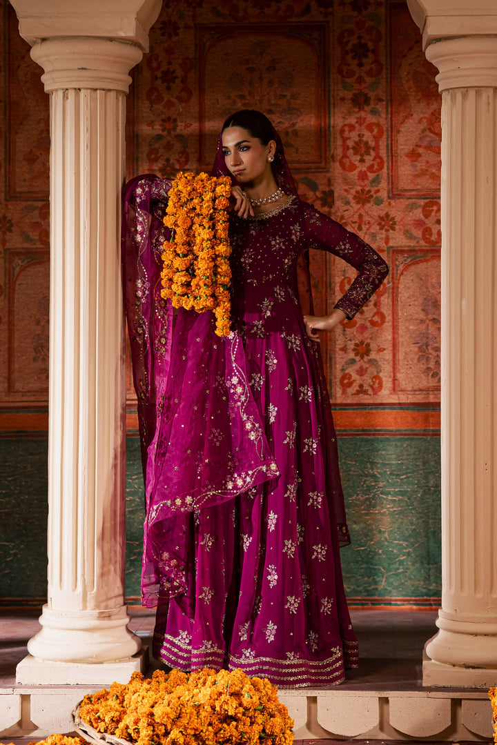 Sehar 3Pc - Chiffon Wedding Frock BATIKLuxePRET2025  BATIK   S / Magenta / Raw Silk & Chiffon-M / Magenta / Raw Silk & Chiffon-L / Magenta / Raw Silk & Chiffon
