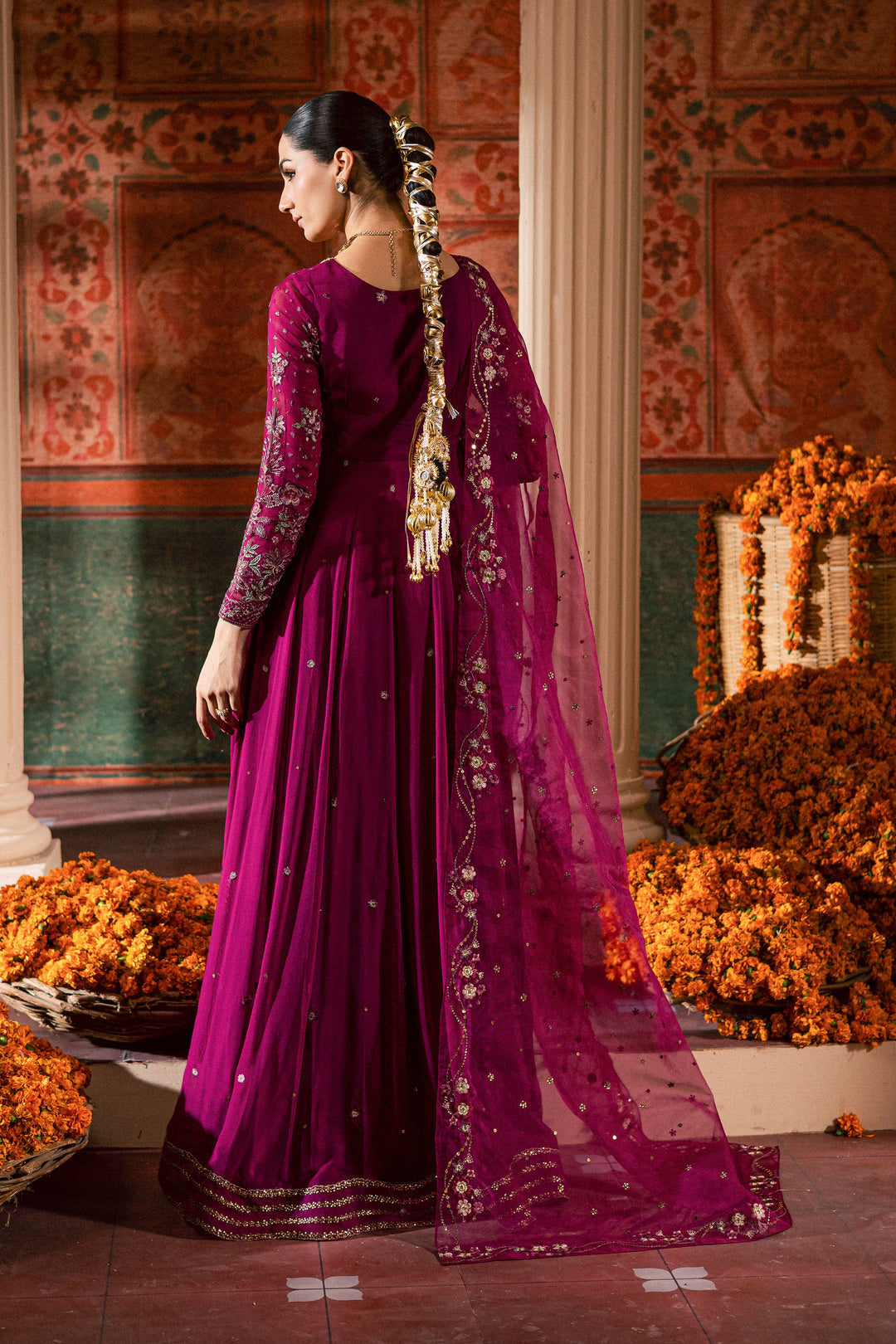  Sehar 3Pc - Chiffon Wedding Frock BATIKLuxePRET2025  BATIK   S / Magenta / Raw Silk & Chiffon-M / Magenta / Raw Silk & Chiffon-L / Magenta / Raw Silk & Chiffon
