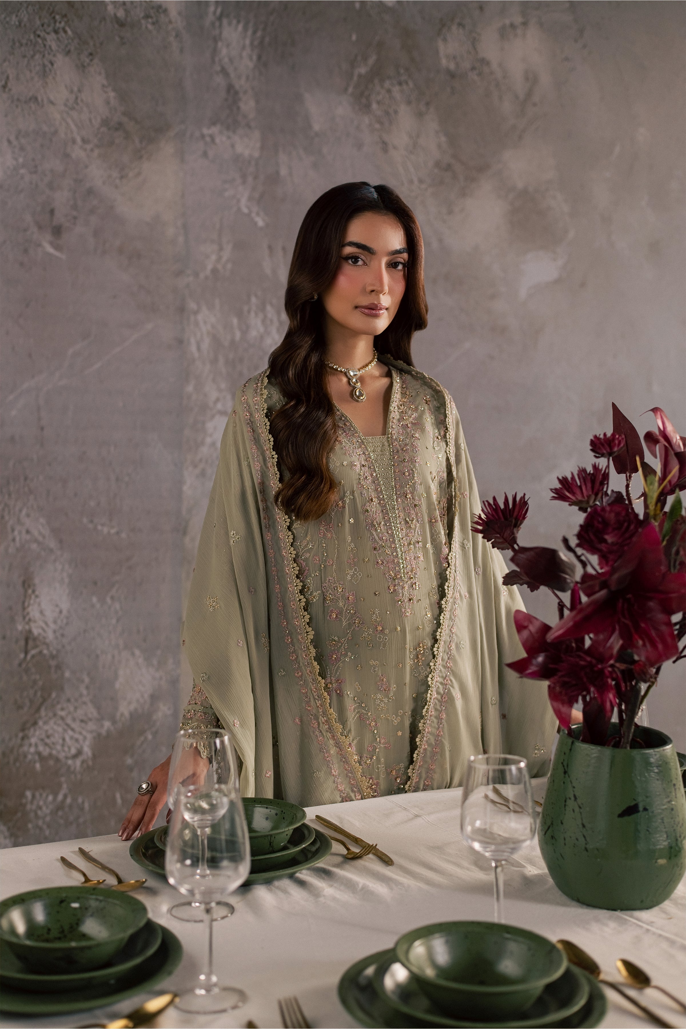  Selinah 3Pc - Festive Luxe Pret BATIKSTUDIO2026  BATIK   S / Pistachio / Crinkle-M / Pistachio / Crinkle-L / Pistachio / Crinkle