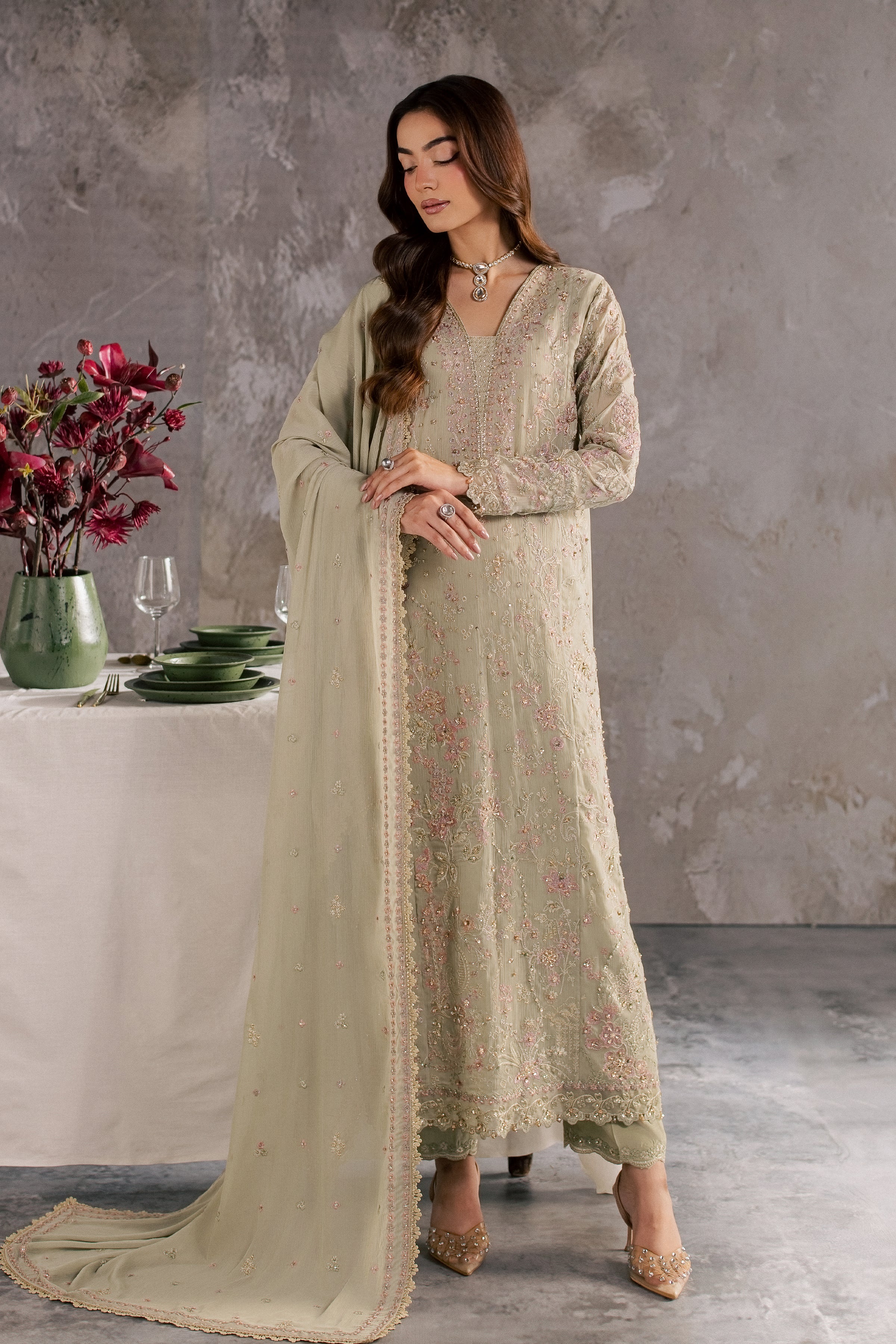  Selinah 3Pc - Festive Luxe Pret BATIKSTUDIO2026  BATIK   S / Pistachio / Crinkle-M / Pistachio / Crinkle-L / Pistachio / Crinkle