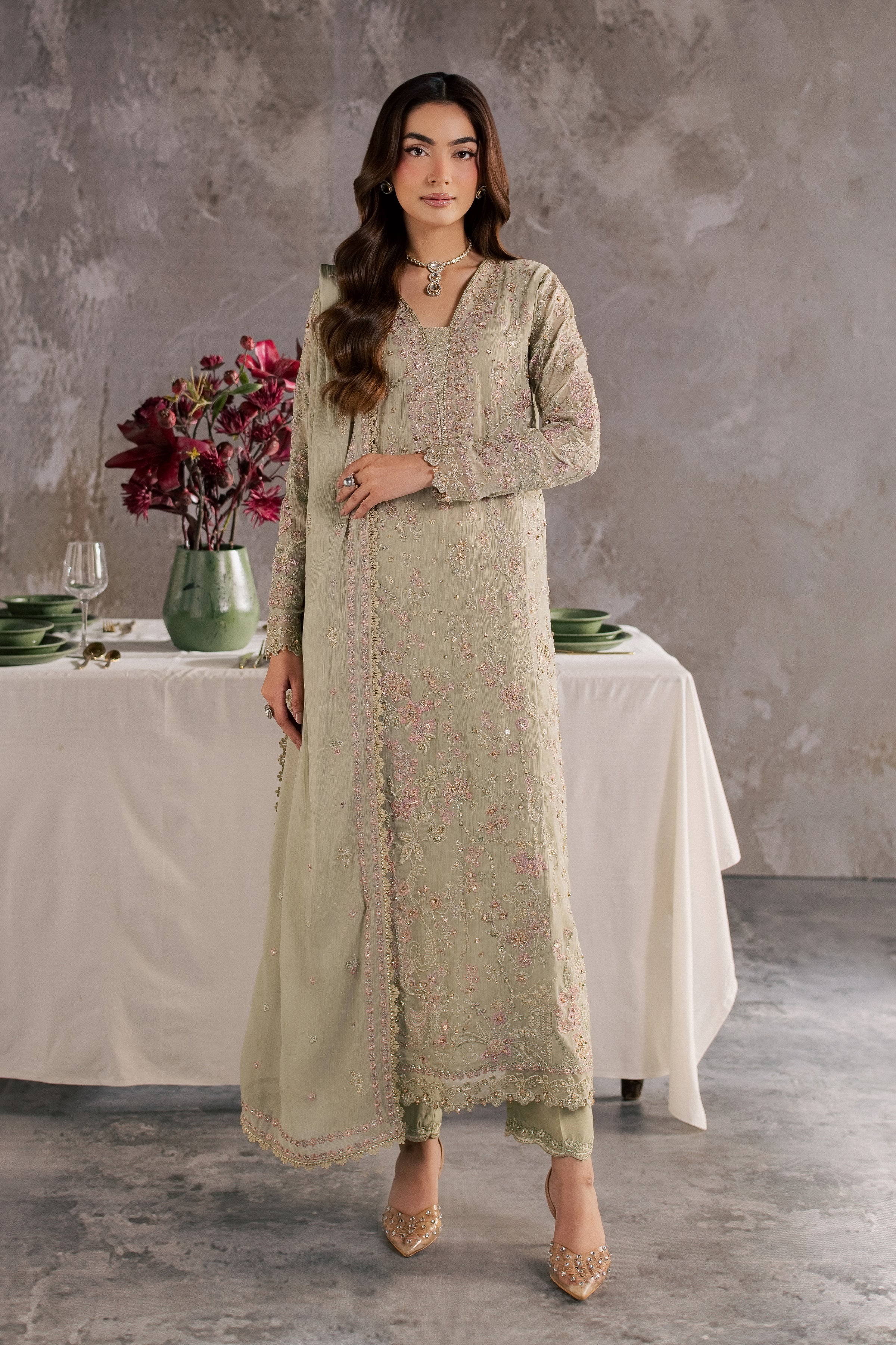  Selinah 3Pc - Festive Luxe Pret BATIKSTUDIO2026  BATIK   S / Pistachio / Crinkle-M / Pistachio / Crinkle-L / Pistachio / Crinkle