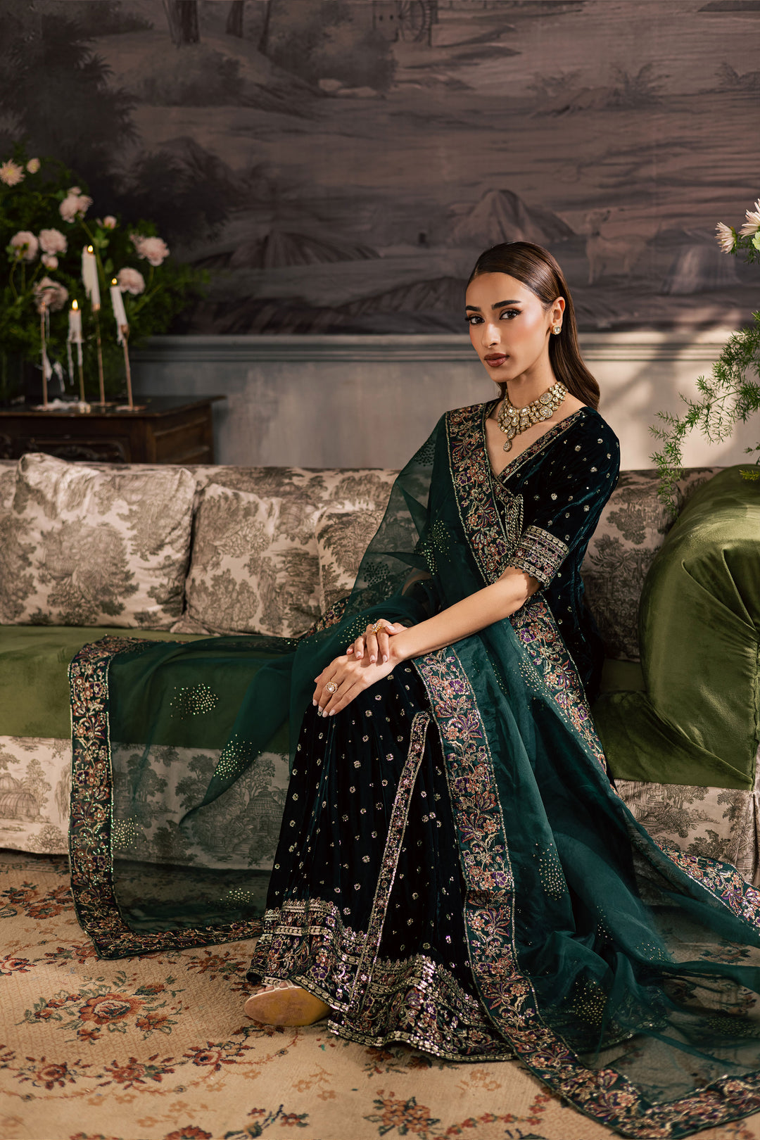  Seraphinite 3Pc - Velvet Luxe Pret BATIKLuxePRET2025  BATIK   XS / Bottle Green / Velvet-S / Bottle Green / Velvet-M / Bottle Green / Velvet-L / Bottle Green / Velvet-XL / Bottle Green / Velvet