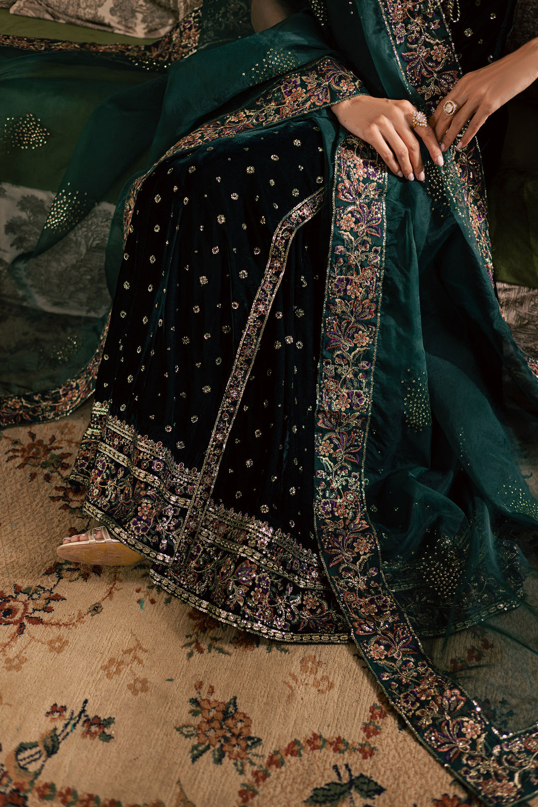  Seraphinite 3Pc - Velvet Luxe Pret BATIKLuxePRET2025  BATIK   XS / Bottle Green / Velvet-S / Bottle Green / Velvet-M / Bottle Green / Velvet-L / Bottle Green / Velvet-XL / Bottle Green / Velvet