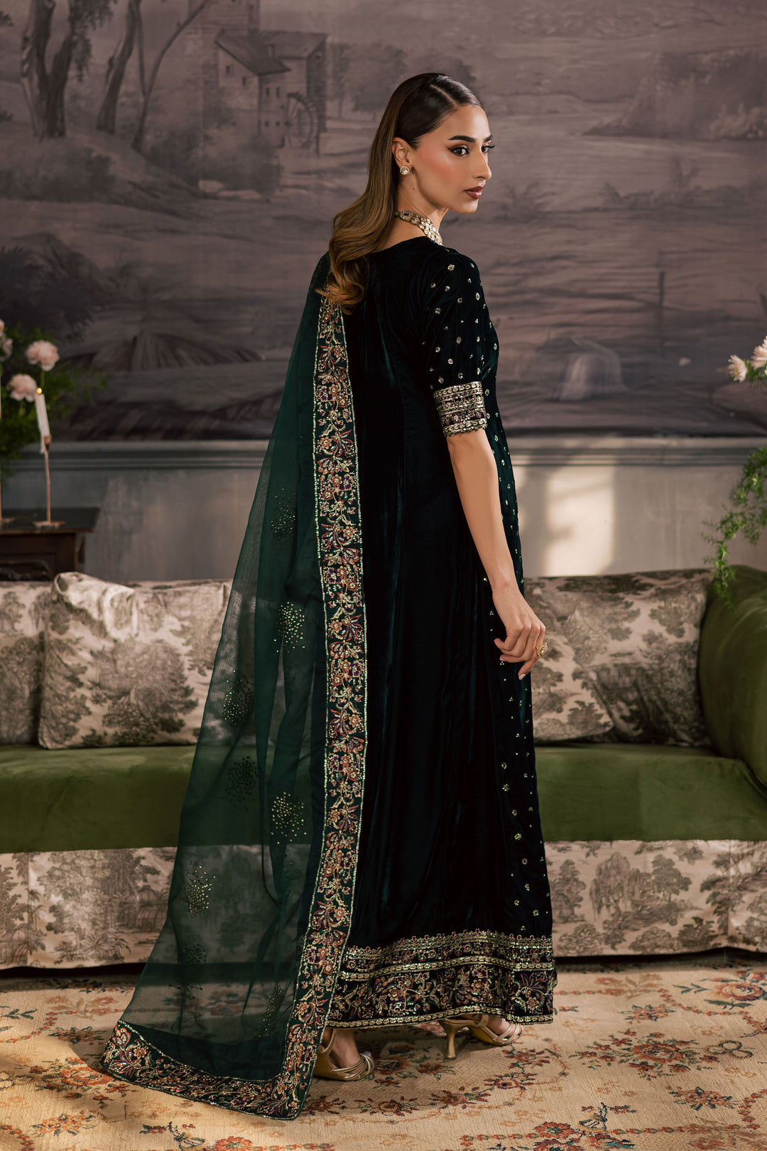  Seraphinite 3Pc - Velvet Luxe Pret BATIKLuxePRET2025  BATIK   XS / Bottle Green / Velvet-S / Bottle Green / Velvet-M / Bottle Green / Velvet-L / Bottle Green / Velvet-XL / Bottle Green / Velvet