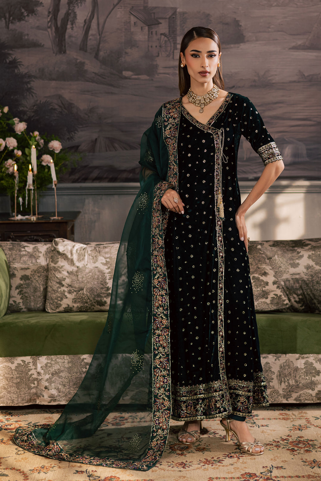  Seraphinite 3Pc - Velvet Luxe Pret BATIKLuxePRET2025  BATIK   XS / Bottle Green / Velvet-S / Bottle Green / Velvet-M / Bottle Green / Velvet-L / Bottle Green / Velvet-XL / Bottle Green / Velvet