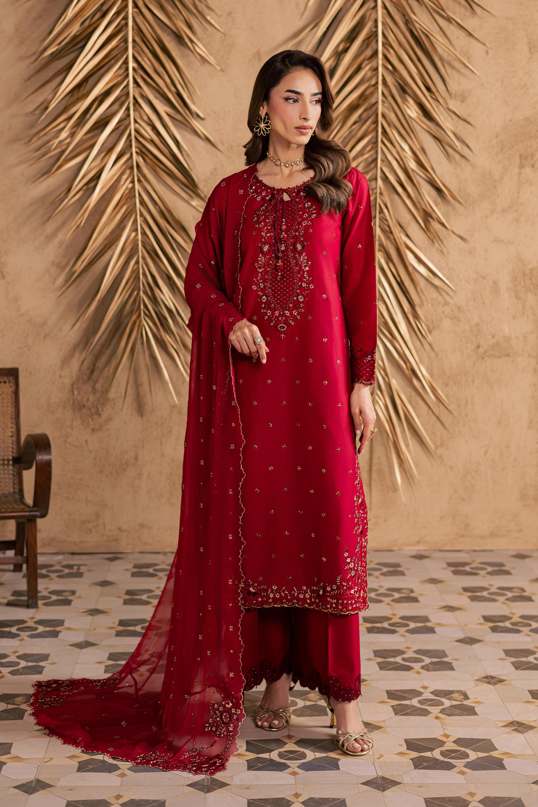  Shaili 3Pc - Embroidered Festive Pret BATIKSS26  BATIK   XS / Red / Giza-S / Red / Giza-M / Red / Giza-L / Red / Giza-XL / Red / Giza