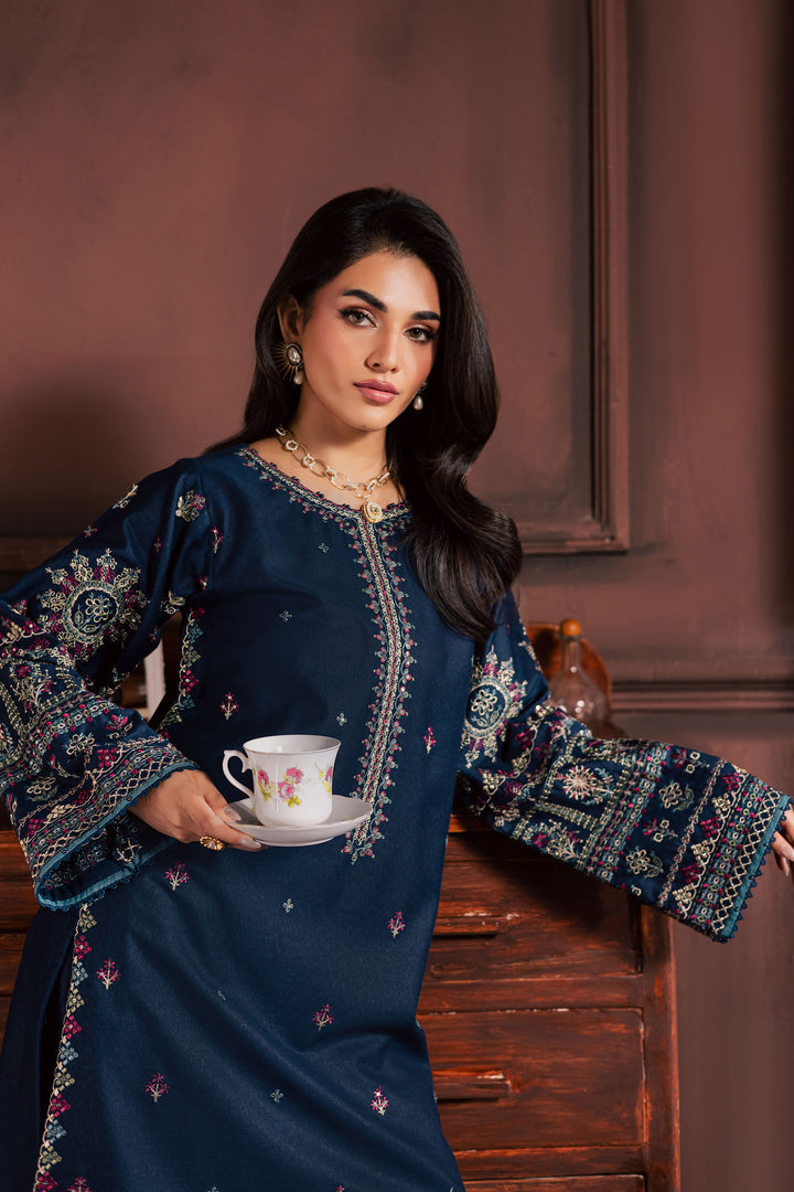  Shajjar 2Pc - Embroidered Karandi Dress BATIK WINTER PRET 2025  BATIK   XS / Navy Blue / Karandi-S / Navy Blue / Karandi-M / Navy Blue / Karandi-L / Navy Blue / Karandi-XL / Navy Blue / Karandi
