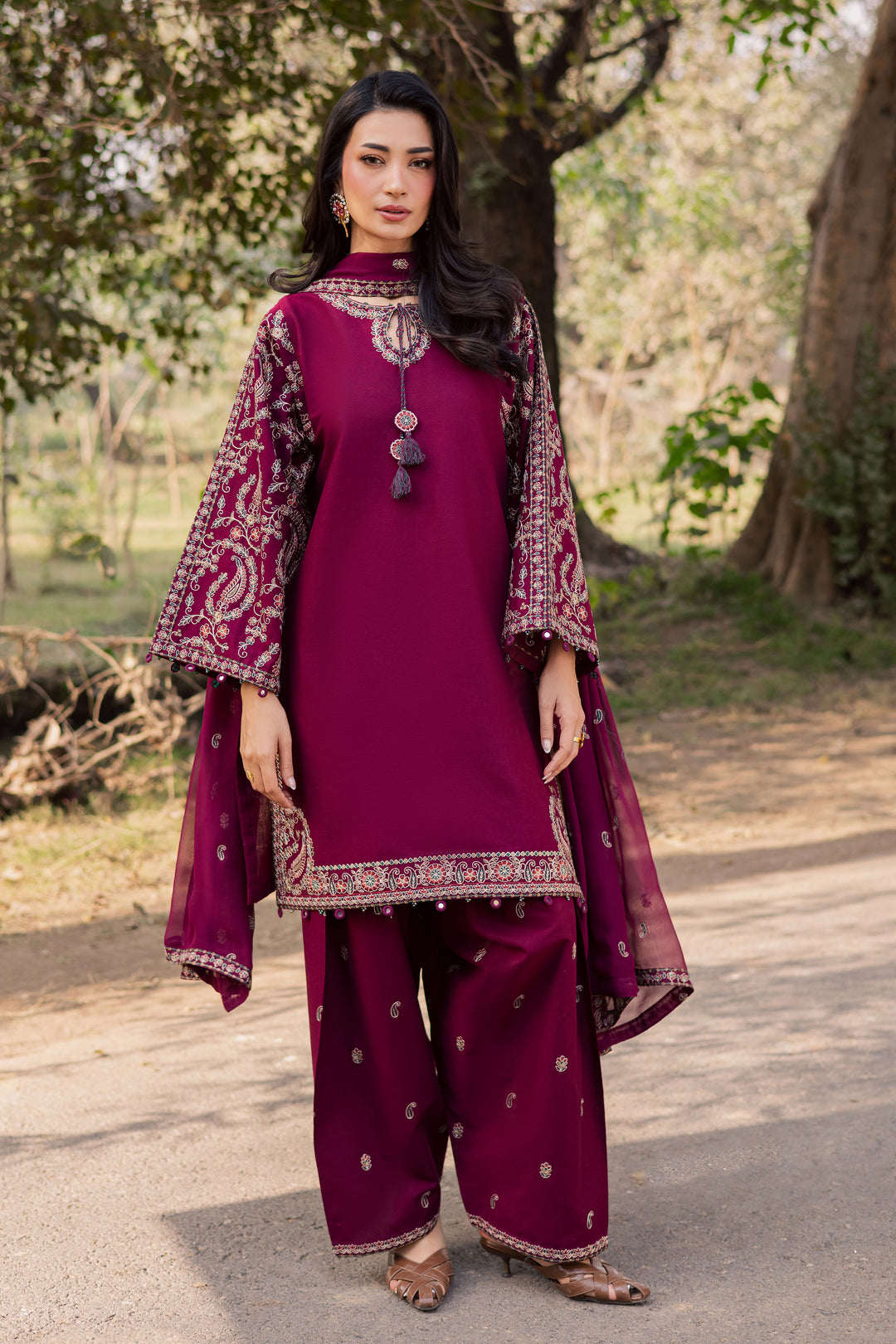  Sheharbano 3Pc - Embroidered Khaddar Dress BATIK WINTER PRET 2025  BATIK   XS / Maroon / Khaddar-S / Maroon / Khaddar-M / Maroon / Khaddar-L / Maroon / Khaddar-XL / Maroon / Khaddar