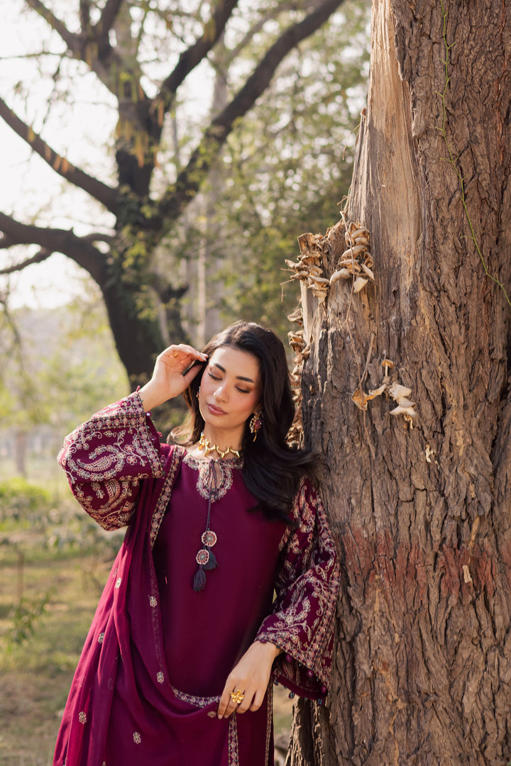  Sheharbano 3Pc - Embroidered Khaddar Dress BATIK WINTER PRET 2025  BATIK   XS / Maroon / Khaddar-S / Maroon / Khaddar-M / Maroon / Khaddar-L / Maroon / Khaddar-XL / Maroon / Khaddar