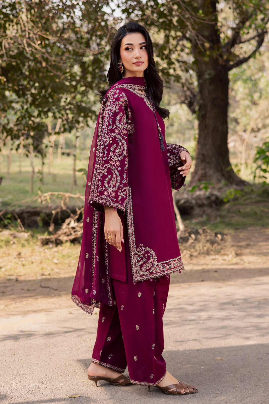 Sheharbano 3Pc - Embroidered Khaddar Dress BATIK WINTER PRET 2025  BATIK   XS / Maroon / Khaddar-S / Maroon / Khaddar-M / Maroon / Khaddar-L / Maroon / Khaddar-XL / Maroon / Khaddar