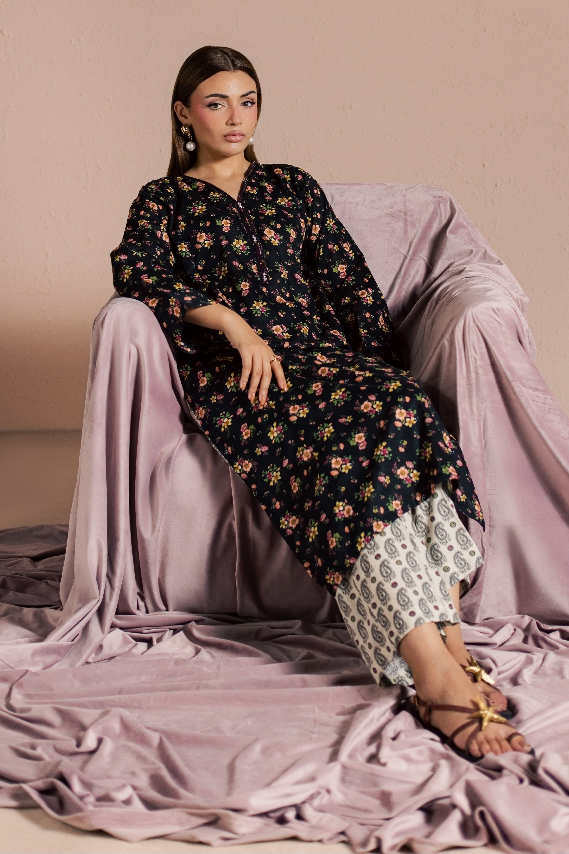  Siri 2Pc - Printed Lawn Dress BATIKSS26  BATIK   XS / Black / Lawn-S / Black / Lawn-M / Black / Lawn-L / Black / Lawn-XL / Black / Lawn