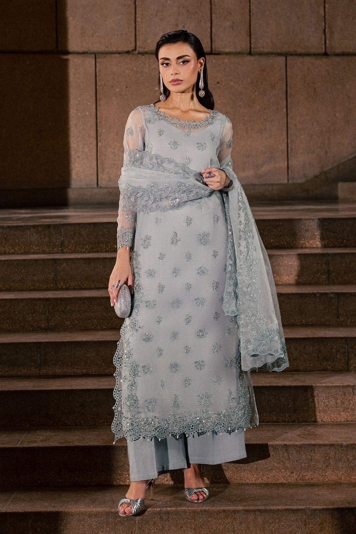 Sky Mirielle 3Pc - Festive Luxe Pret BATIKLUXESEP26  BATIK   XS / Sky Blue / Organza