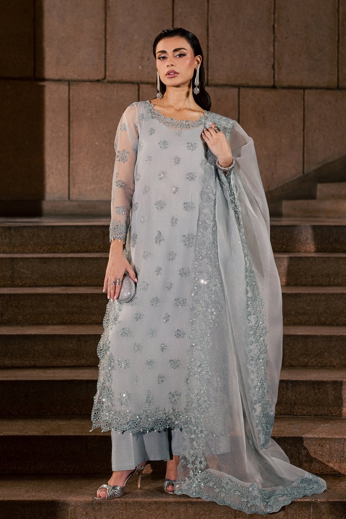 Sky Mirielle 3Pc - Festive Luxe Pret BATIKLUXESEP26  BATIK   XS / Sky Blue / Organza