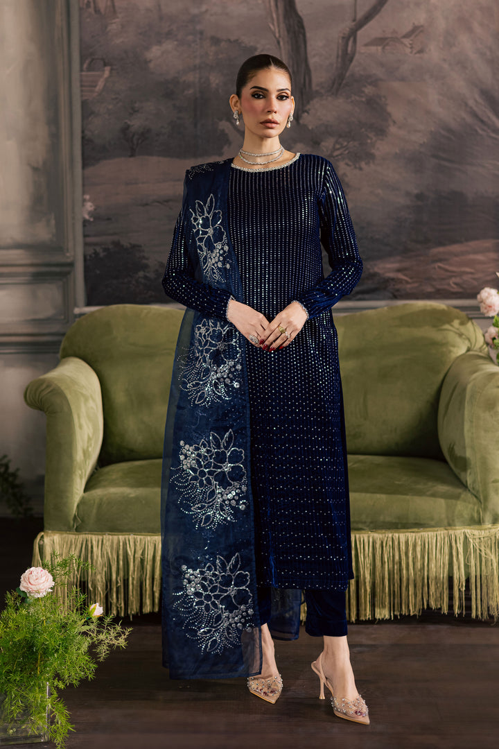  Skynote 3Pc - Velvet Luxe Pret BATIKLuxePRET2025  BATIK   XS / Electric Blue / Velvet-S / Electric Blue / Velvet-M / Electric Blue / Velvet-L / Electric Blue / Velvet-XL / Electric Blue / Velvet