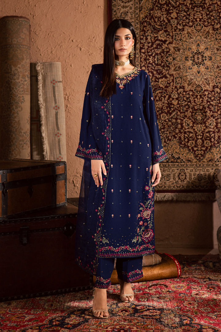  Skyra 3Pc- Festive Luxe Pret BATIKSTUDIO2025  BATIK   S / Deep Blue / Georgette-M / Deep Blue / Georgette-L / Deep Blue / Georgette